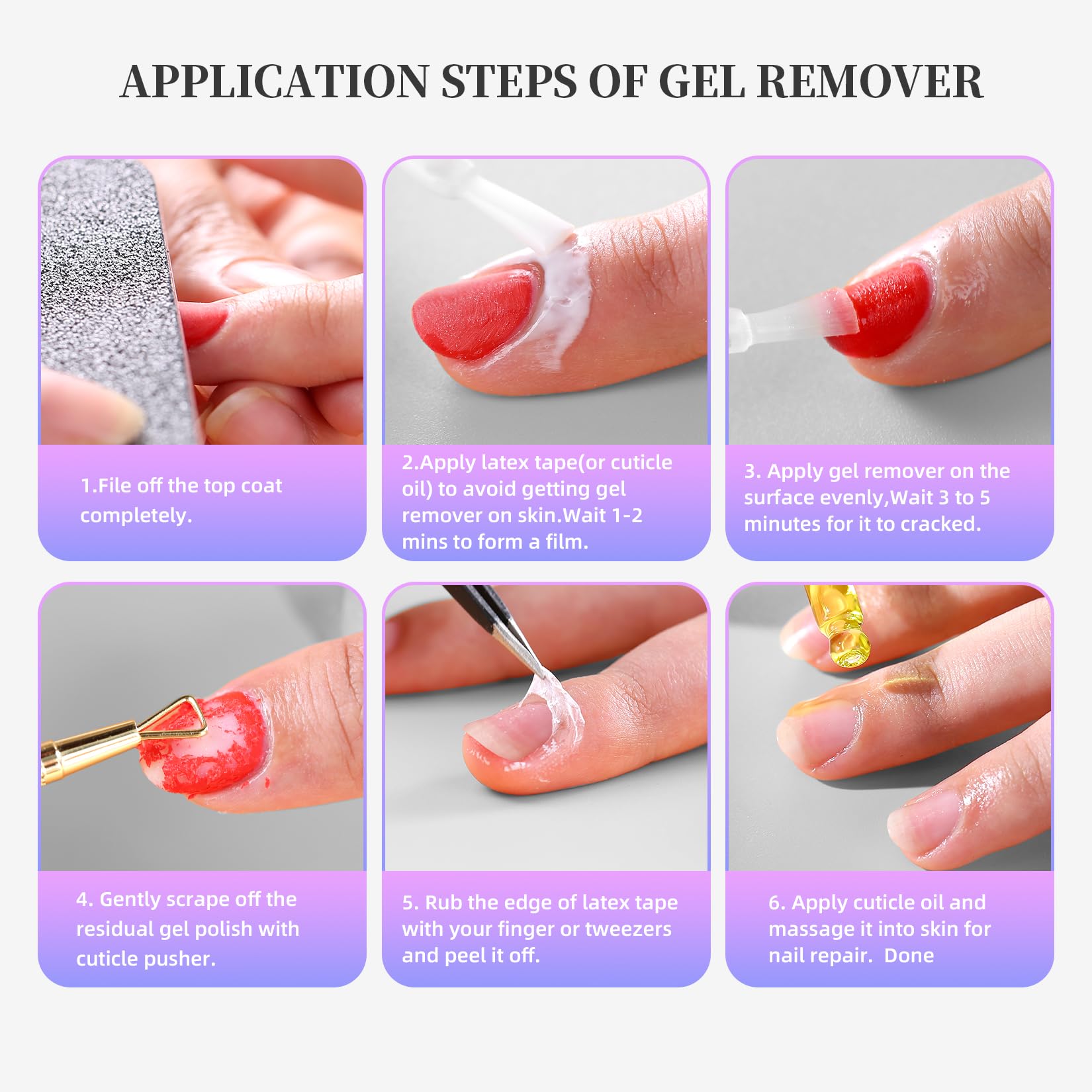 NORCICO Gel Polish Remover Kit — Fast, Low Odor, 2–5 Min Removal with Cuticle Oil & Tools