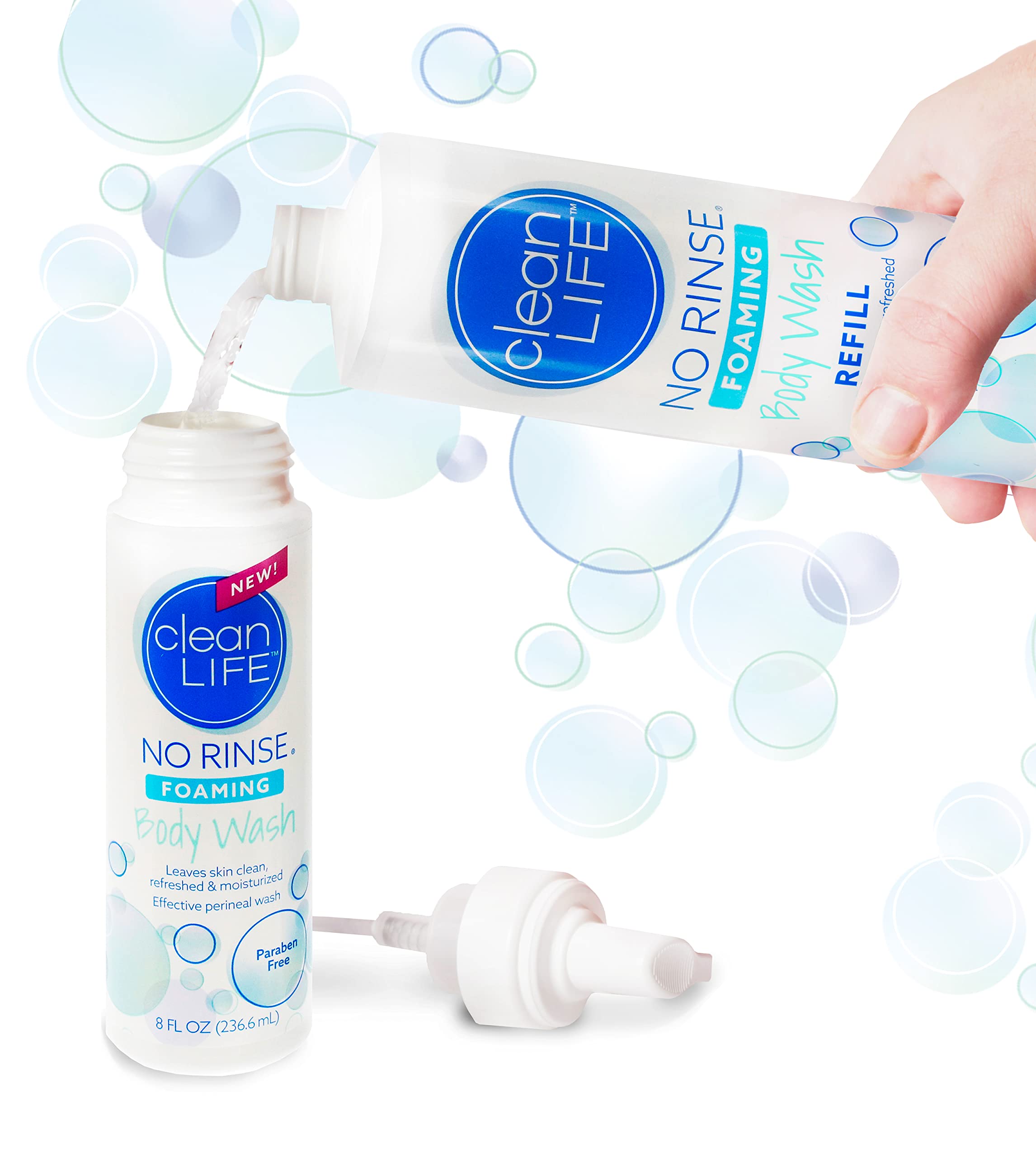 No-Rinse Foaming Body Wash Refill 16oz – Waterless, Rinse-Free Cleanser for All Ages