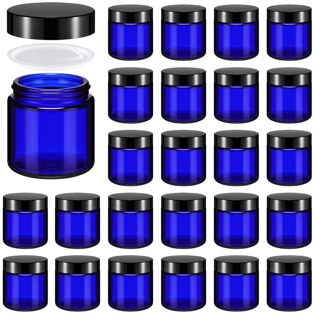 Norme 24-Pack 4 oz Glass Jars with Lids – Leakproof, Airtight Storage (Blue/Black)