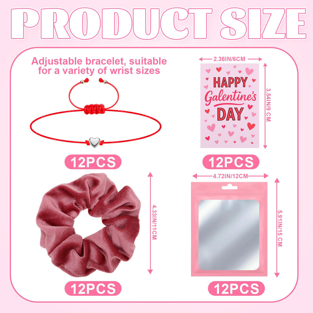 Norme 12-Piece Galentine's Gift Set — Velvet Scrunchies, Adjustable Heart Bracelets, Cards & Bags