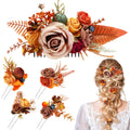 Norme 5 Pcs Wedding Flower Hair Comb & Hairpins Set – Boho Orange Floral Accessories