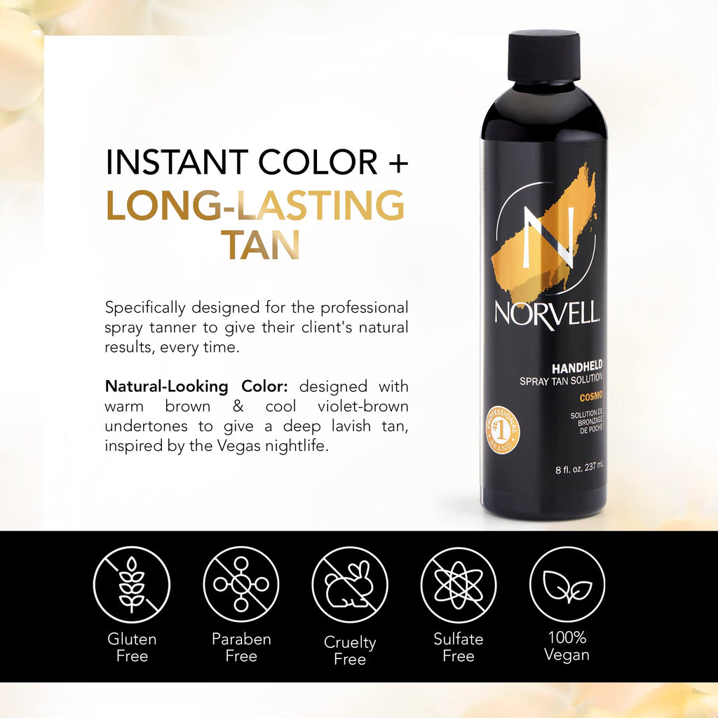 Norvell Cosmo Spray Tan Solution 8 oz – Pro Sunless Tanner with Warm Brown & Cool Violet Undertones