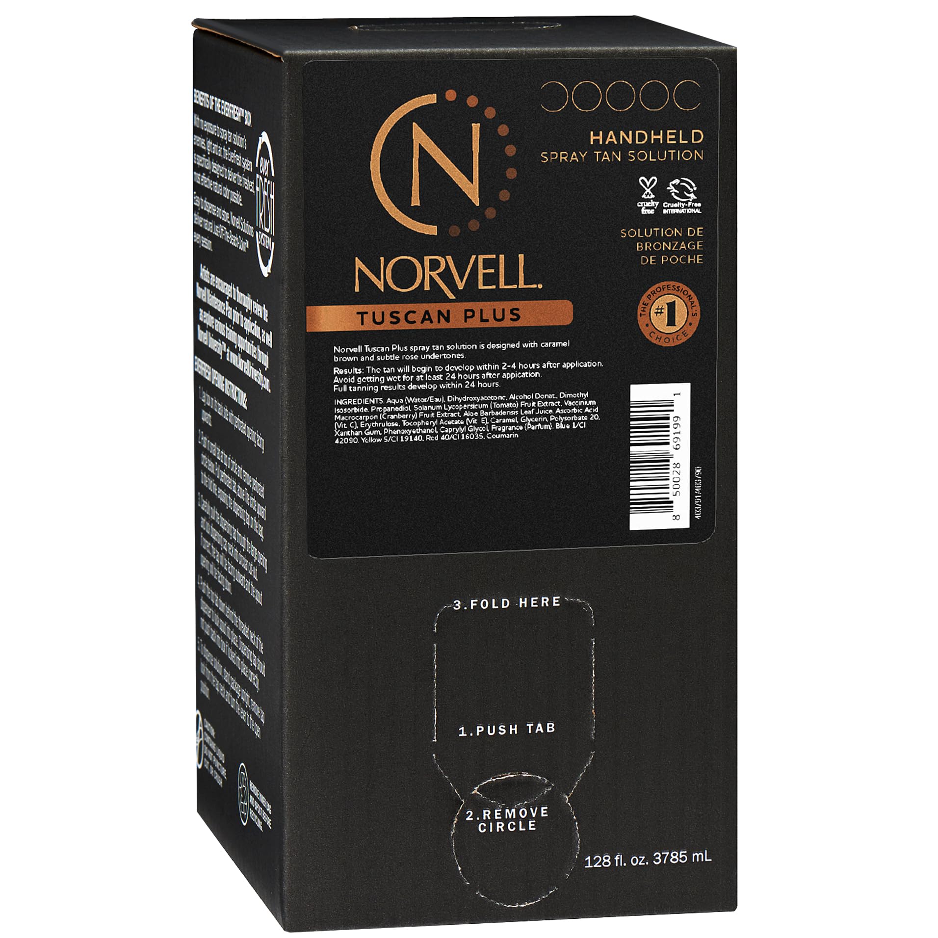 Norvell Tuscan Plus Spray Tan Solution 128 fl oz | Professional Sunless Tanning with Caramel Brown & Rose – Instant Color, Long-Lasting, Streak-Free