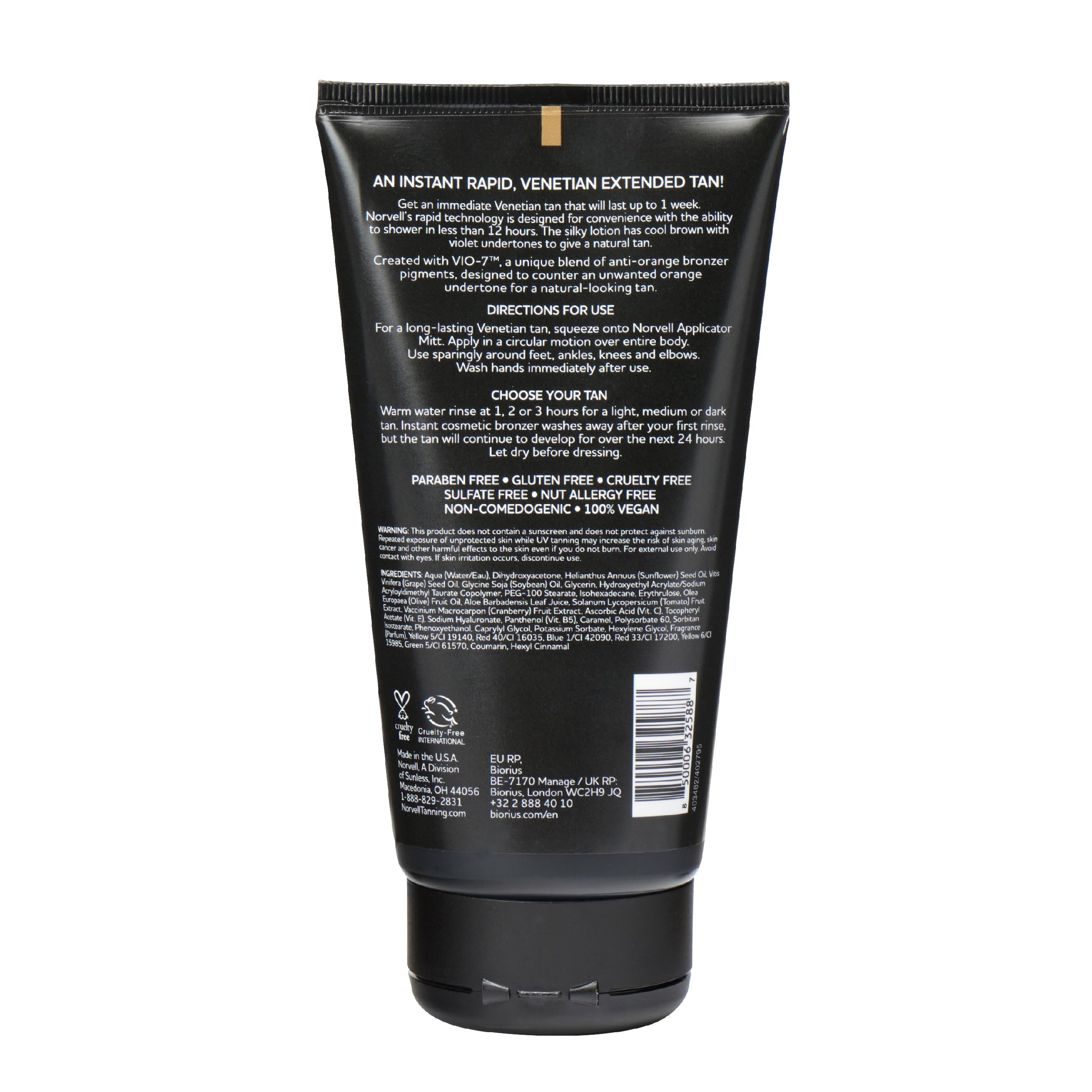 Norvell Venetian Rapid Sunless Self Tanner Lotion 5 oz – Fast Acting, Streak-Free Bronze Glow