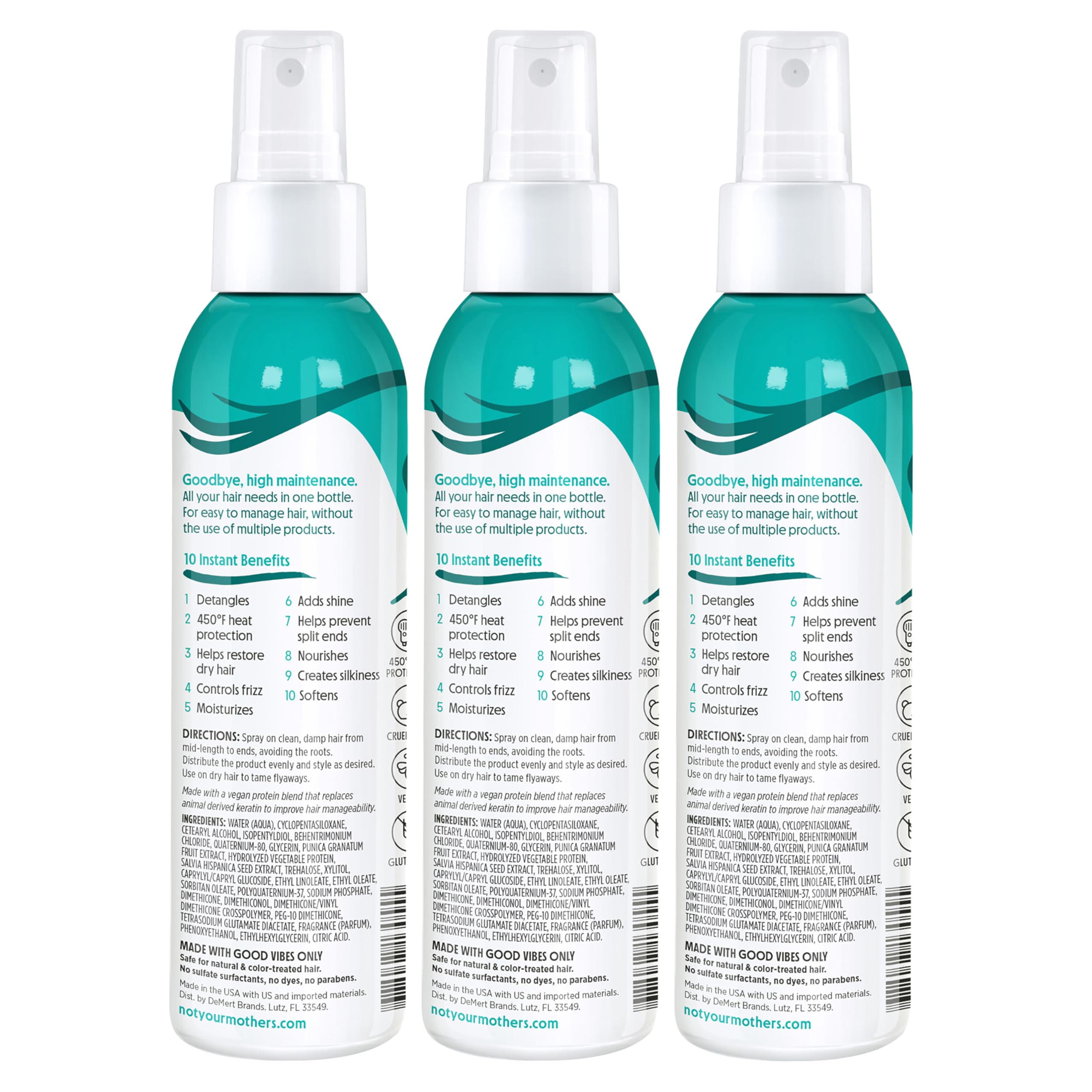 Not Your Mother's All Eyes On Me 10-in-1 Hair Perfector (3-Pack) – Heat Protectant, Detangler & Frizz Control