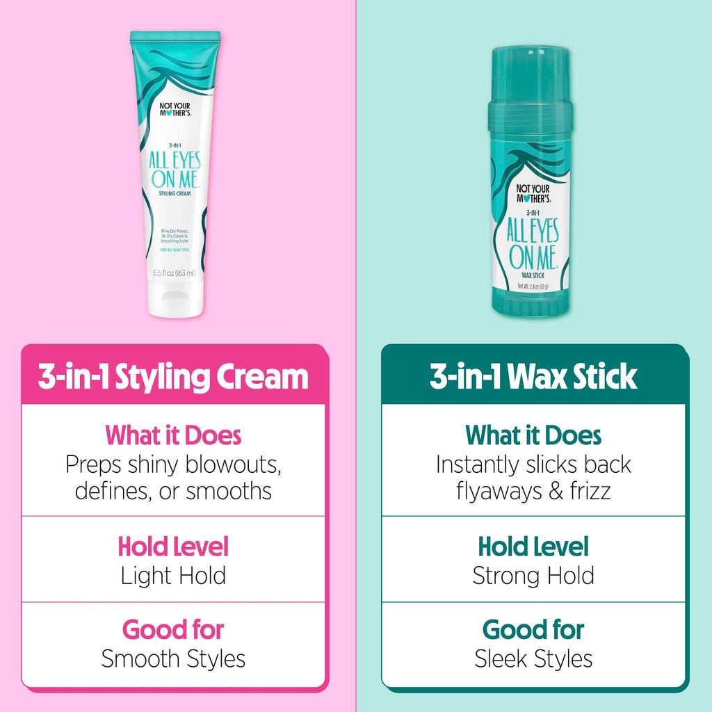 Not Your Mother's All Eyes On Me: 10-in-1 Hair Perfector & 3-in-1 Wax Stick & Styling Cream (3-Pack) for All Hair Types