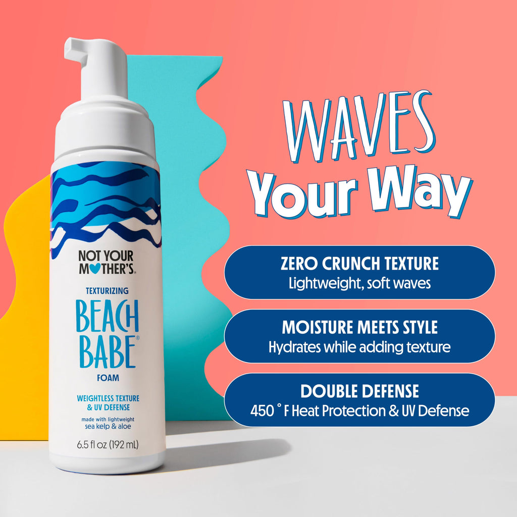 Not Your Mother's Beach Babe Texturizing Foam (2-Pack) – 6.5 oz Each – Crunch-Free Texture, UV Defense