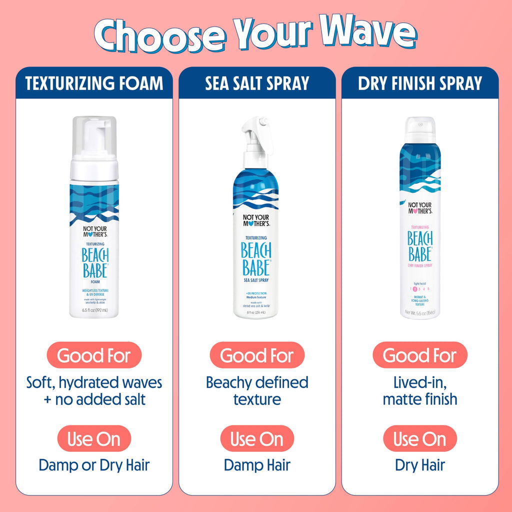Not Your Mother's Beach Babe Texturizing Foam (2-Pack) – 6.5 oz Each – Crunch-Free Texture, UV Defense