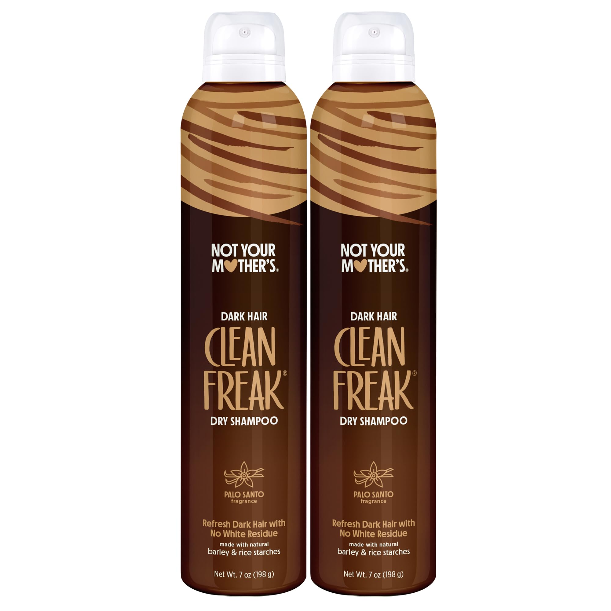 Not Your Mother's Clean Freak Dark Hair Dry Shampoo (2 Pack) – 7 oz Each | Brunette-Tinted Oil Absorption, No-Rinse