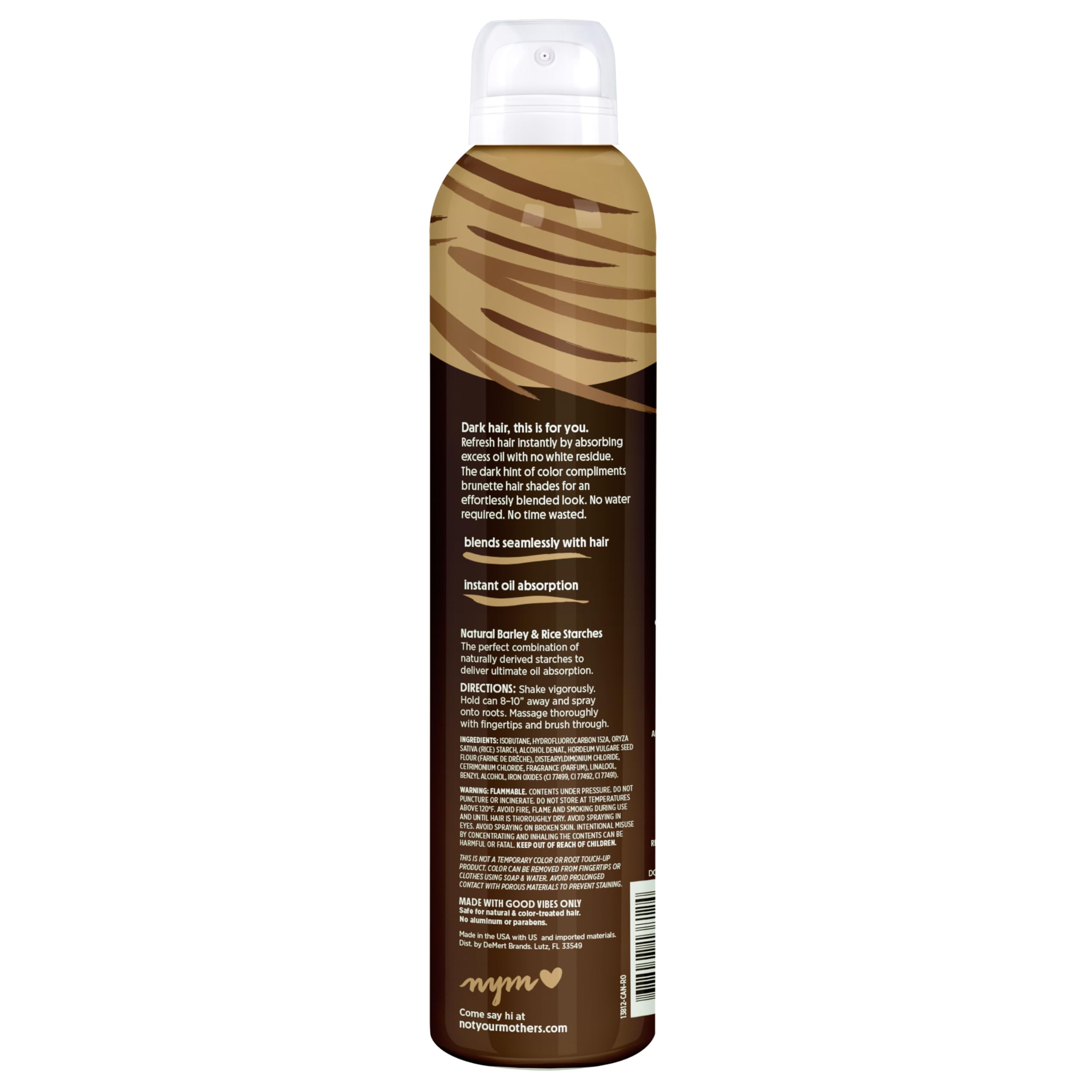 Not Your Mother's Clean Freak Dark Hair Dry Shampoo (2 Pack) – 7 oz Each | Brunette-Tinted Oil Absorption, No-Rinse
