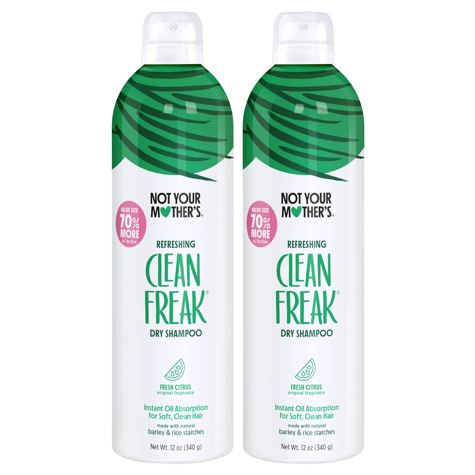Not Your Mother's Clean Freak Refreshing Jumbo Dry Shampoo (2-Pack) – 12 oz Each | Fresh Citrus
