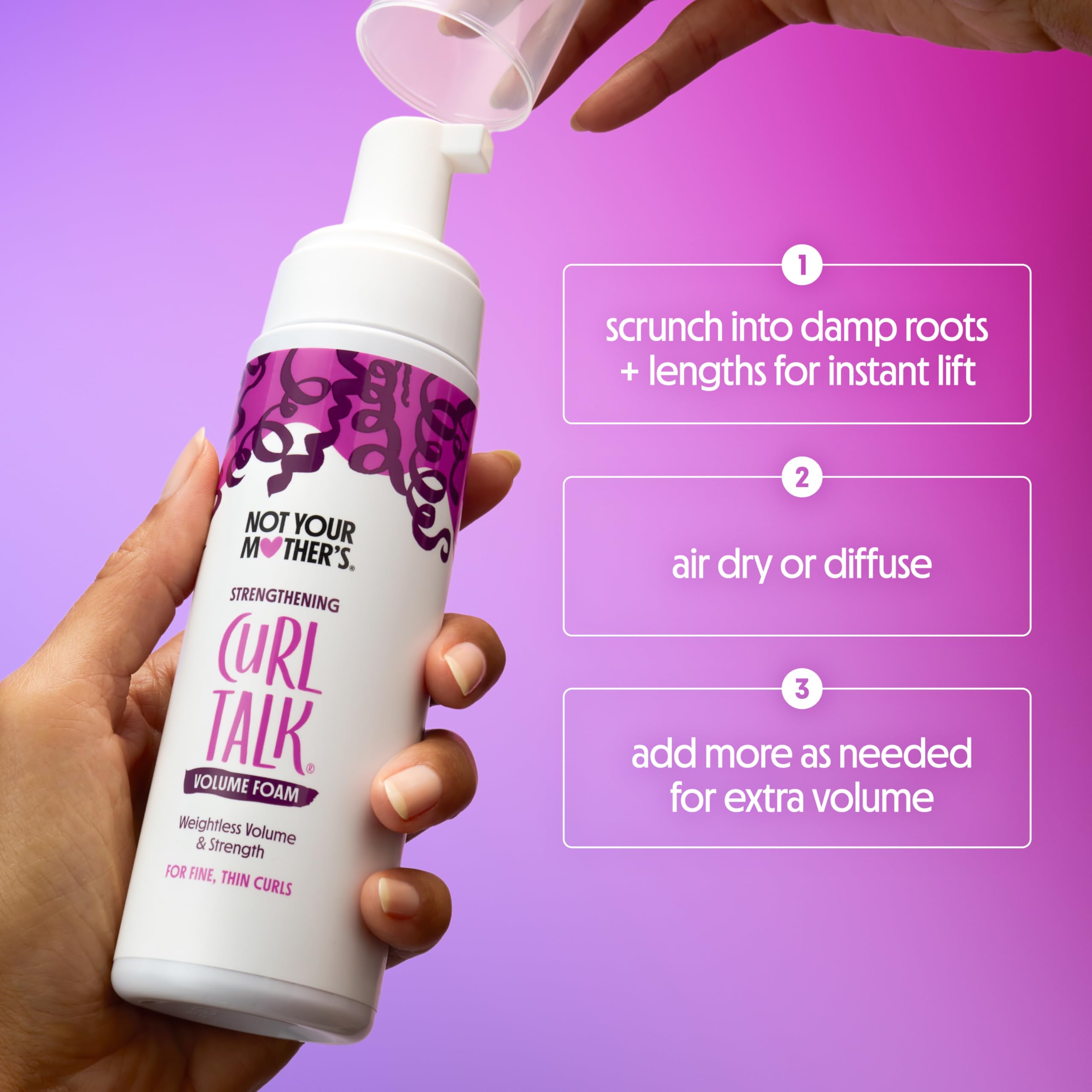 Not Your Mother's Curl Talk Instant Lift Root Spray & Strengthening Volume Foam (2-Pack) – Biotin, Peptides & Rice Protein