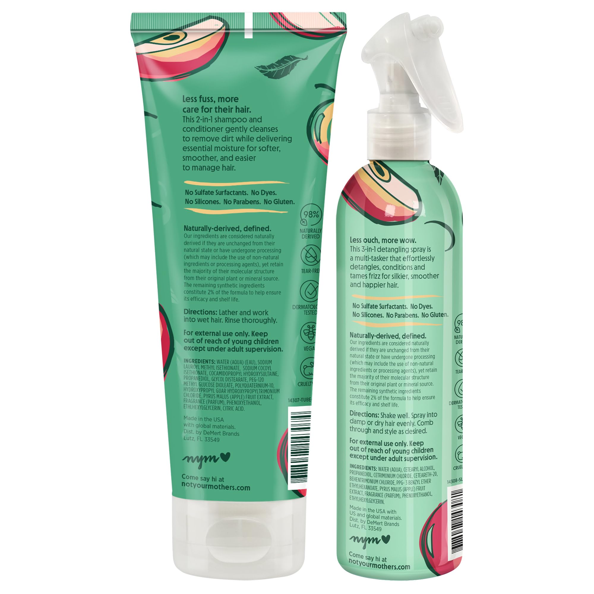Not Your Mother's Kids Daily Care 2-in-1 Shampoo & Conditioner + 3-in-1 Detangler (2-Pack) – All Hair Types