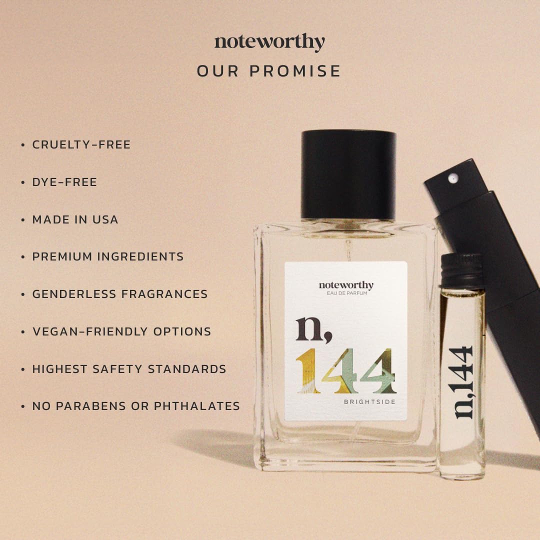 Noteworthy n,144 Brightside – Citrus & Vanilla Unisex Eau de Parfum | Long-Lasting, USA-Made