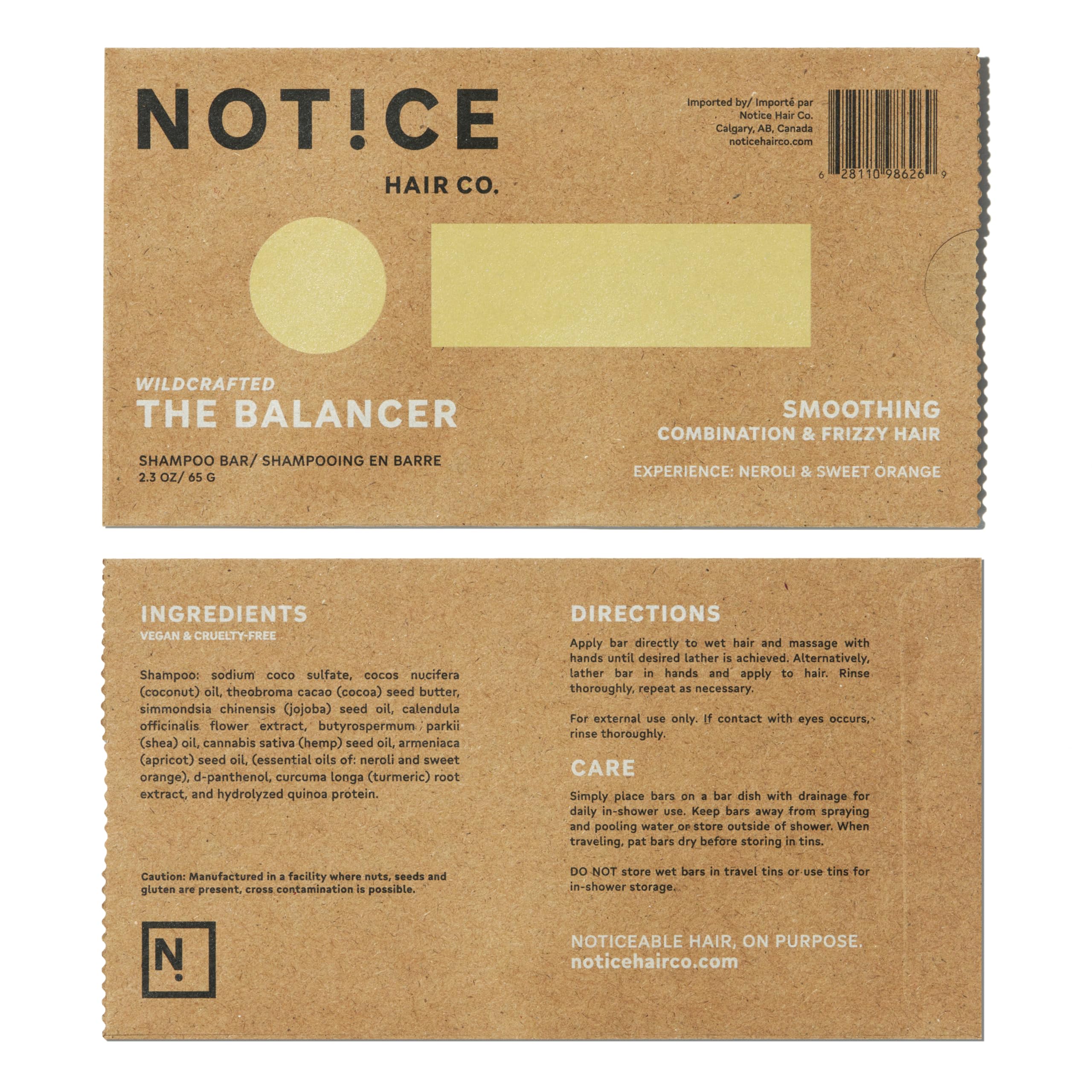 NOT!CE Hair Co. The Balancer Shampoo Bar – Smoothing for Combination & Frizzy Hair
