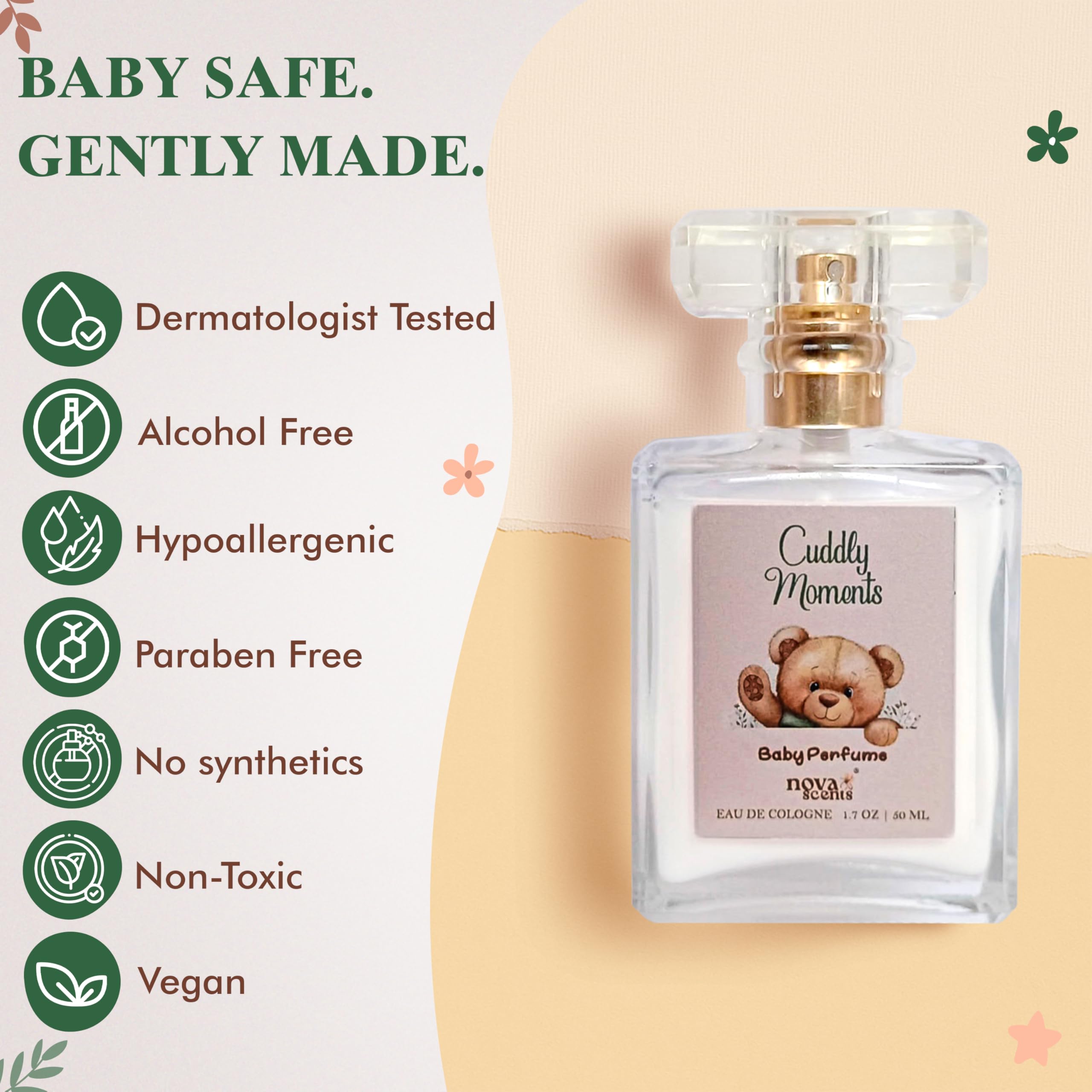 Nova Scents Baby Cologne – Alcohol-Free, Hypoallergenic & Paraben-Free (1.7 oz / 50 ml)