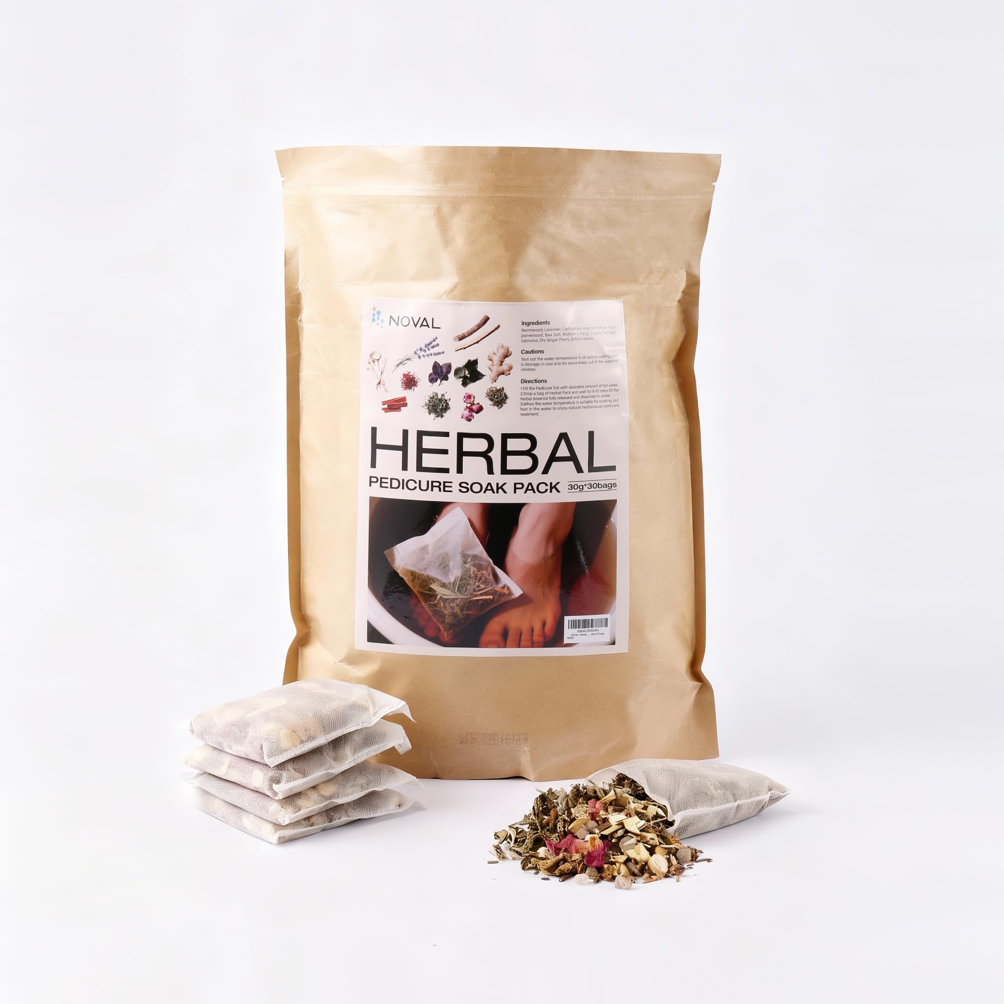NOVAL Herbal Foot Bath Pedicure Spa Soak – 30 x 30g Pack, Natural Herbal Tablets