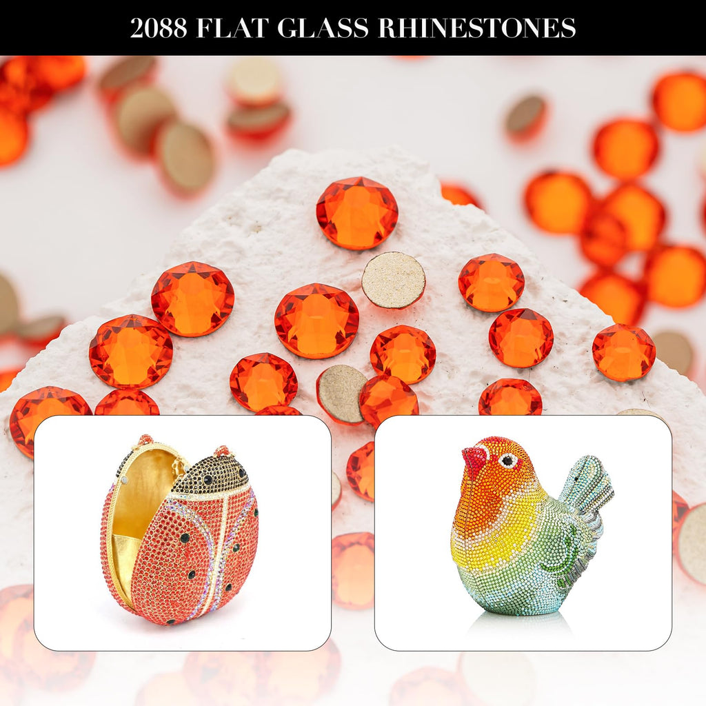 Novani Hyacinth/Orange Rhinestones SS20 4.6–4.8mm – 1440pcs | 2088 Flat Back Crystal Gems for Nail Art & Crafting
