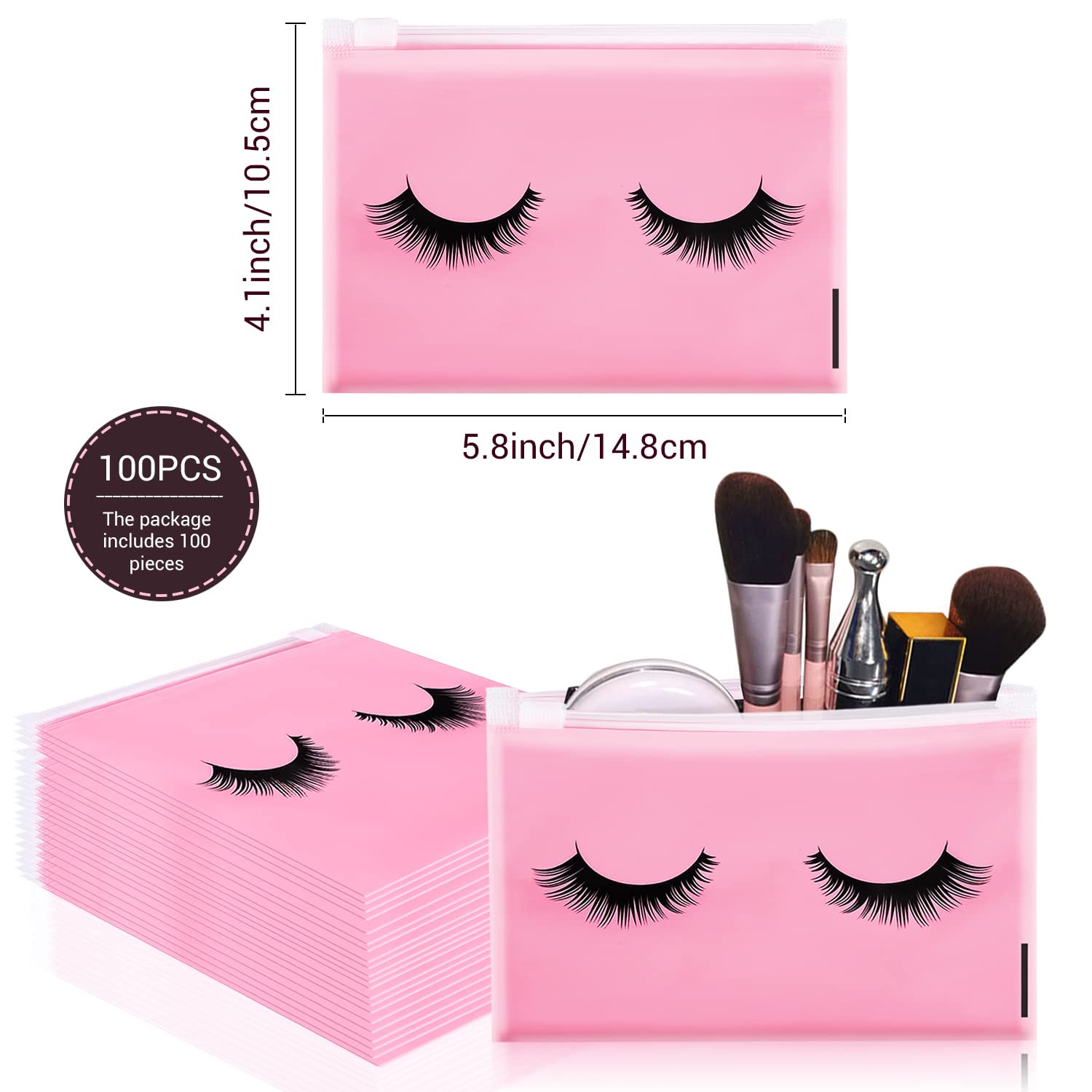 Noverlife 100Pcs Eyelash Bags | Aftercare & Travel Cosmetic Pouches 6x4in