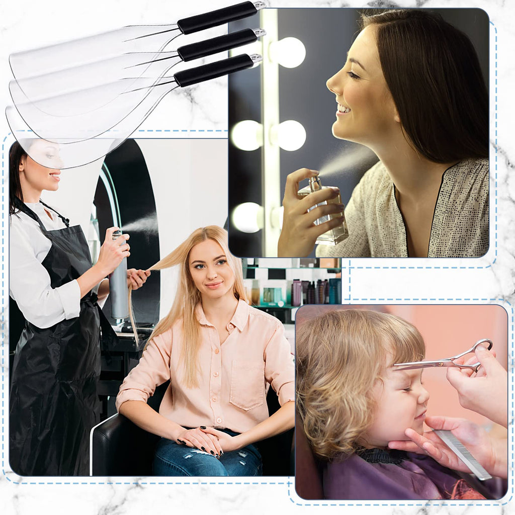 Noverlife 3-Pack Barber Salon Face Shield | Plastic Hairdressing Shield with Sponge Handle