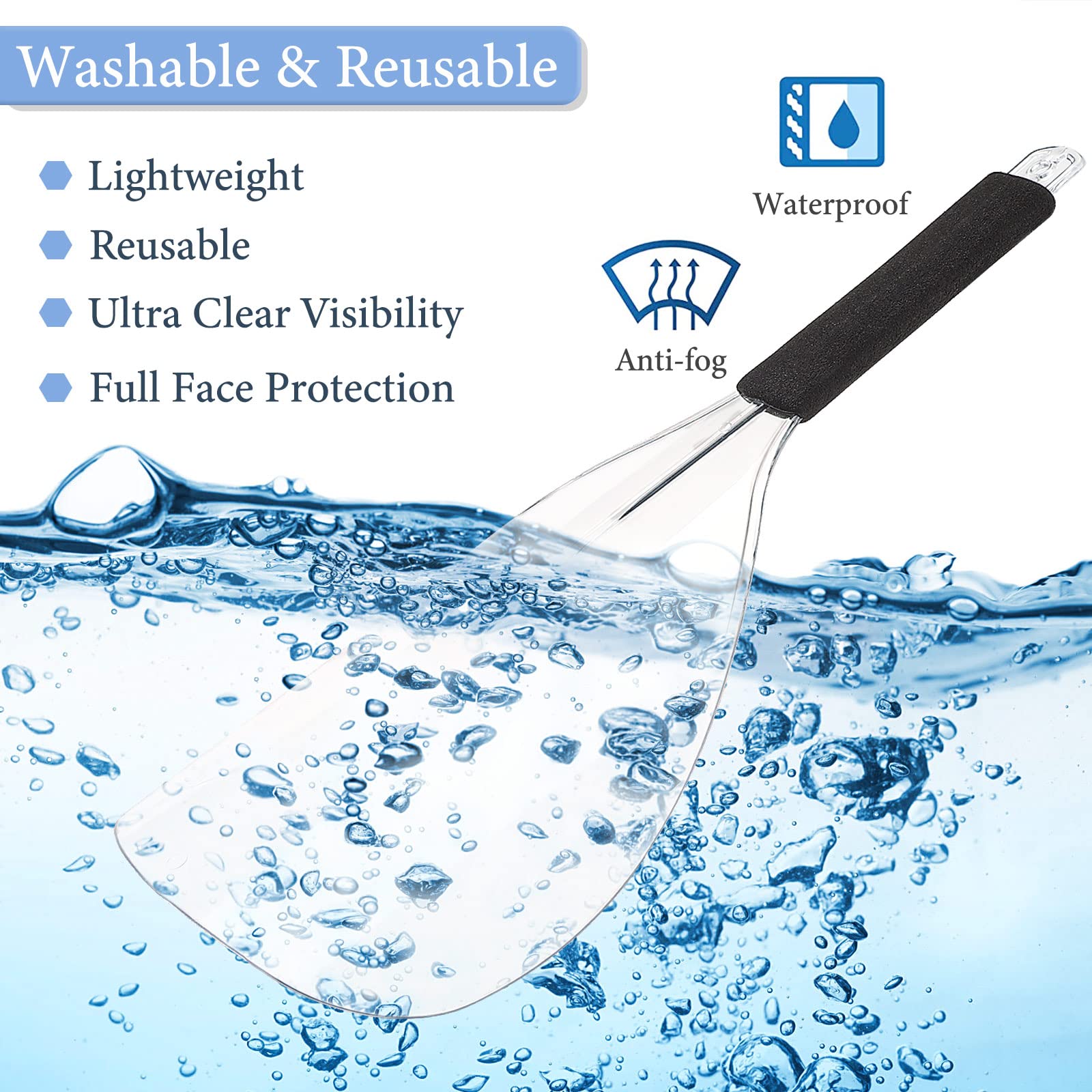 Noverlife 3-Pack Barber Salon Face Shield | Plastic Hairdressing Shield with Sponge Handle