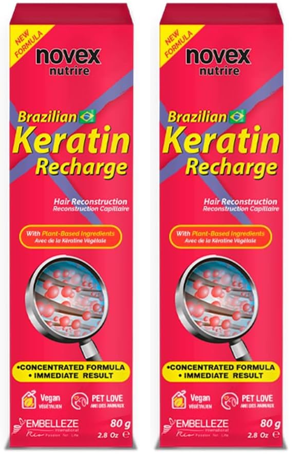 NOVEX Brazilian Keratin Recharge Leave-In 80g – Frizz Control & Repair (Pack of 2)