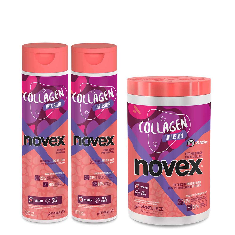 NOVEX Hair Care Set: Shampoo 10.1oz, Conditioner 10.1oz, Mask 35oz