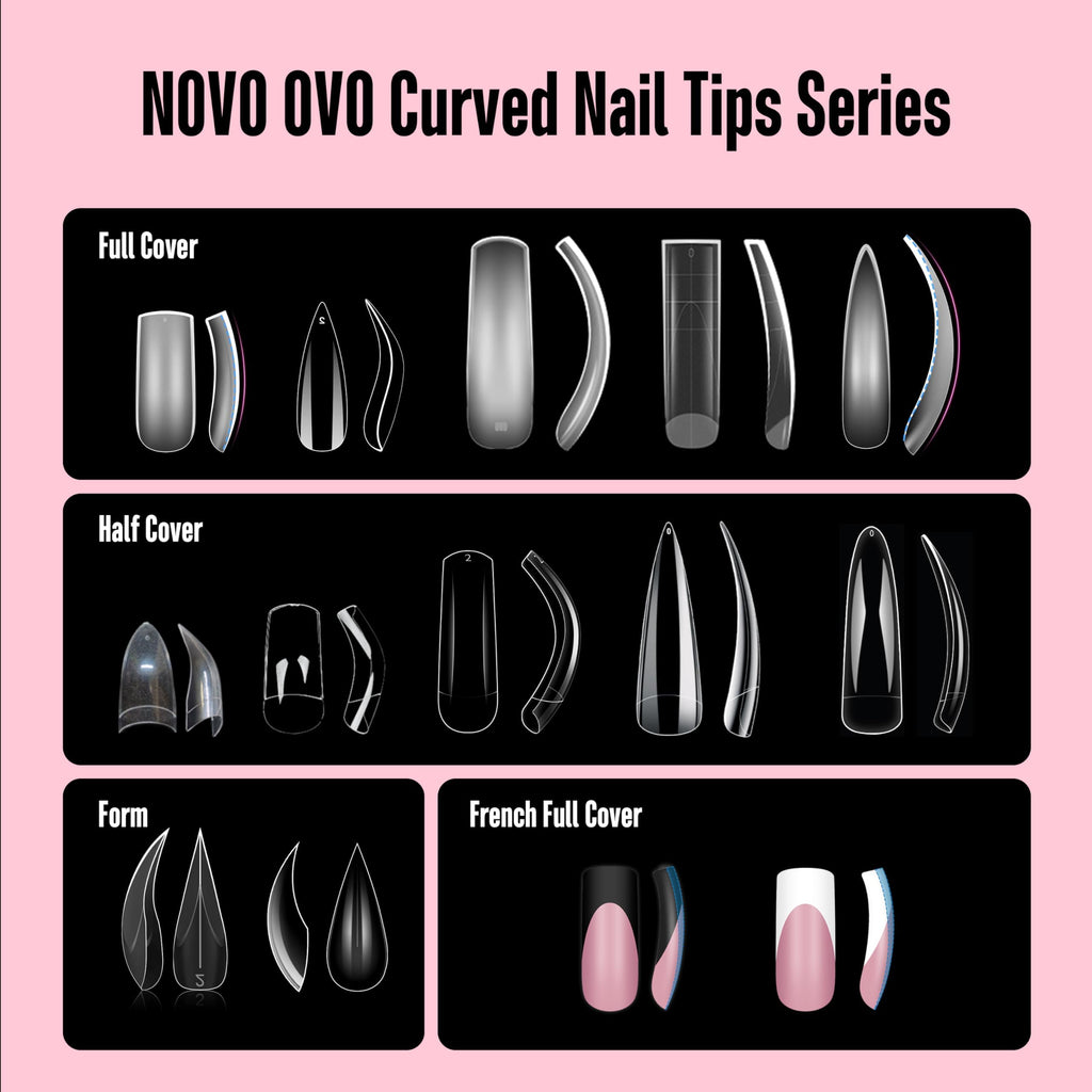 NOVO OVO Halloween Medium Slightly Curved Nail Tips – Full Cover Press-On, 15 Sizes, 240pcs