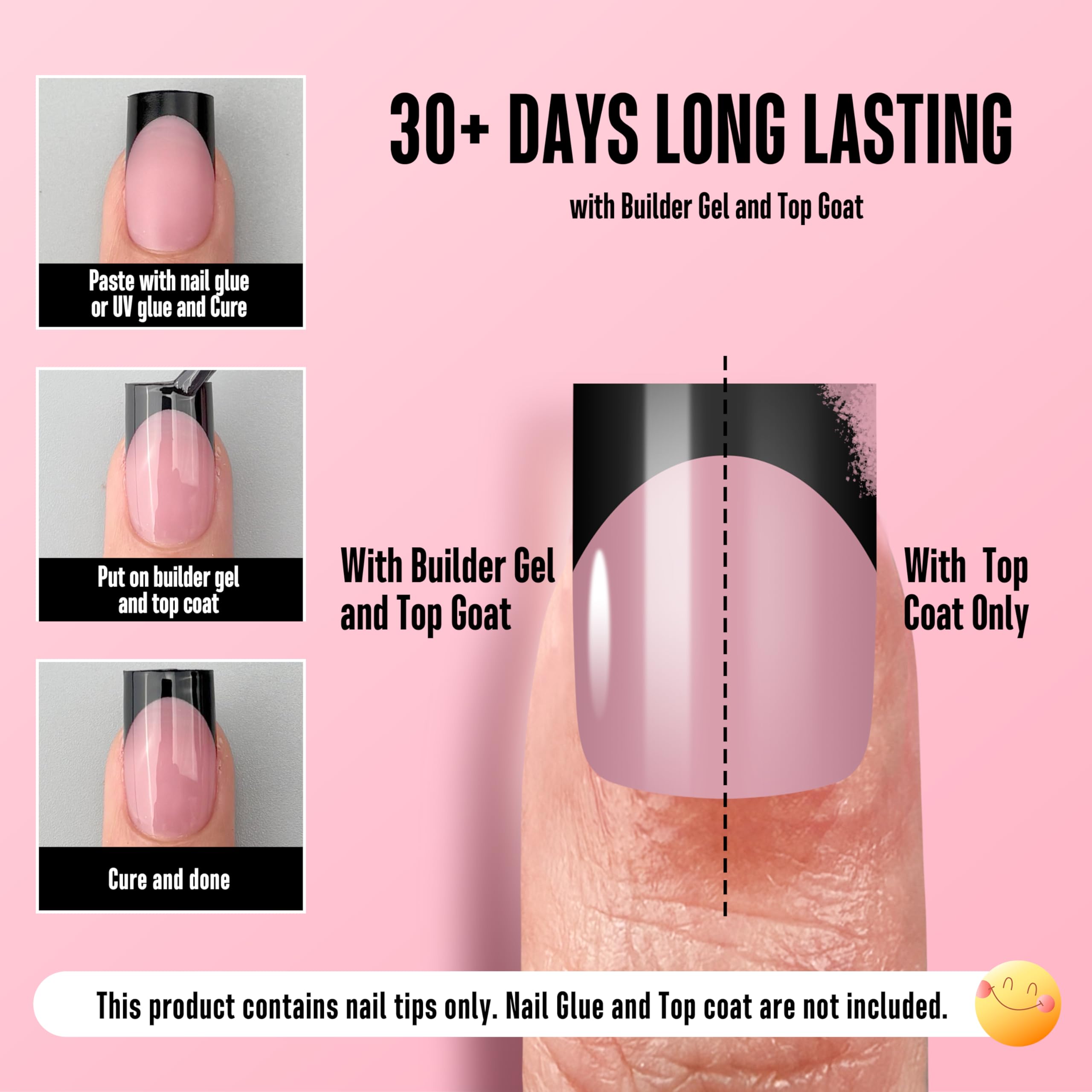 NOVO OVO Short Sharp Square Nail Tips Berry Pink – 240 pcs, 15 Sizes, Soft Gel Full Cover with Builder Gel & Top Coat