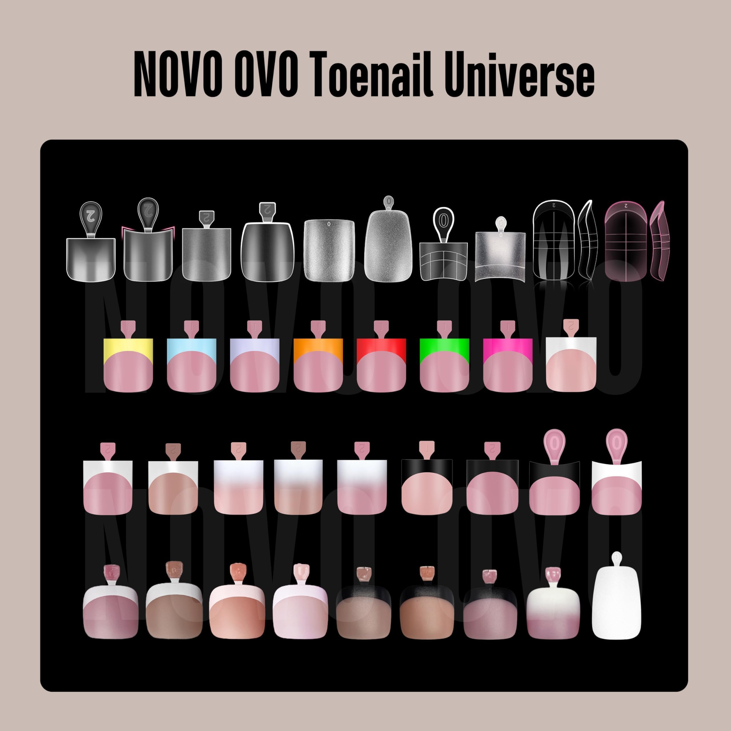 NOVO OVO Halloween Black French Tip Toe Nails Press On – Soft Gel Pedicure Kit
