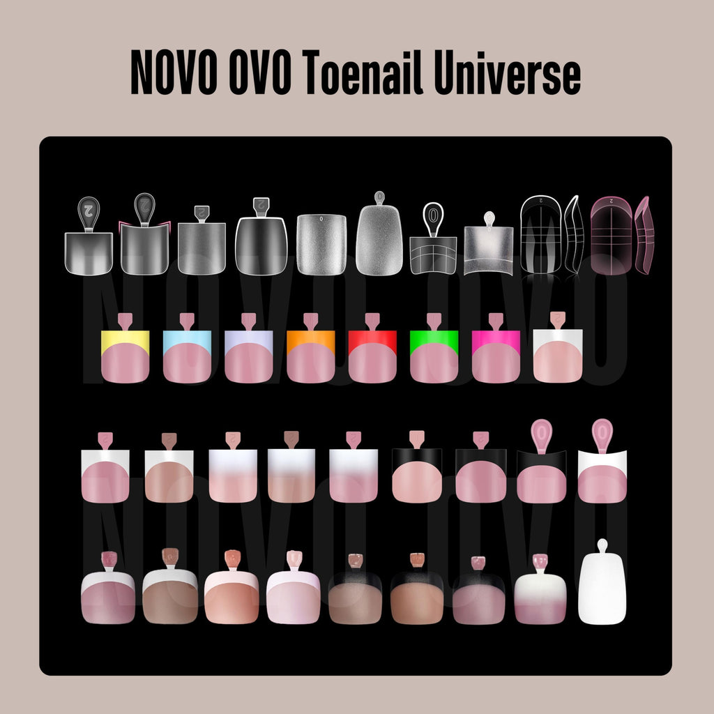 NOVO OVO Fake Toe Nail Tips Press On – Berry Pink French Tip Soft Gel Toenail Extensions, 360Pcs, 15 Sizes