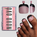 NOVO OVO Halloween Black French Tip Toe Nails Press On – Soft Gel Pedicure Kit