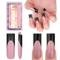 NOVO OVO Long Sharp Square Black French Tip Nail Tips – Berry Pink, 180 pc, 15 Sizes, Builder Gel Ready