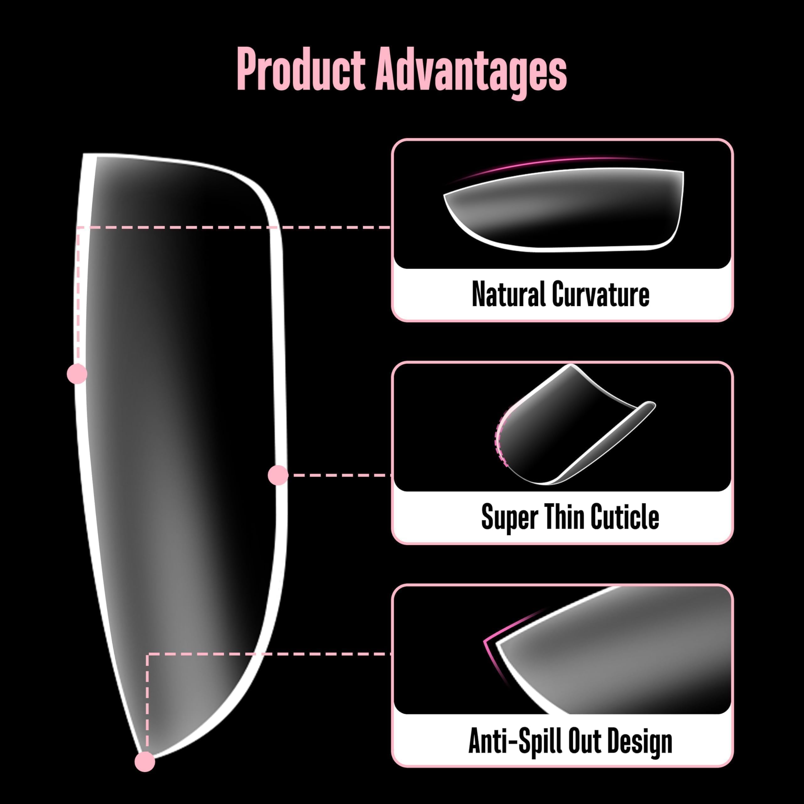 NOVO OVO Extra Short Nail Tips for Wide Nail Beds – 16 Sizes x 640pcs