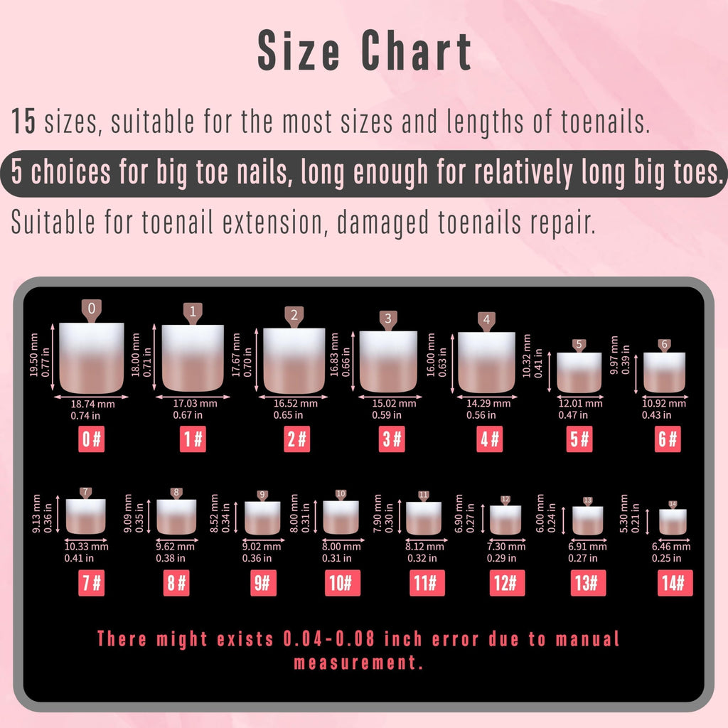 NOVO OVO Ombre French Tip Toe Nail Tips – Pre-Designed Soft Gel Press-On, Brown Pink, 240 pcs, 15 Sizes
