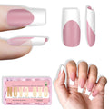 NOVO OVO White French Tip Nails – Berry Pink, Extra Thick Soft Gel, 240 pcs (15 Sizes)