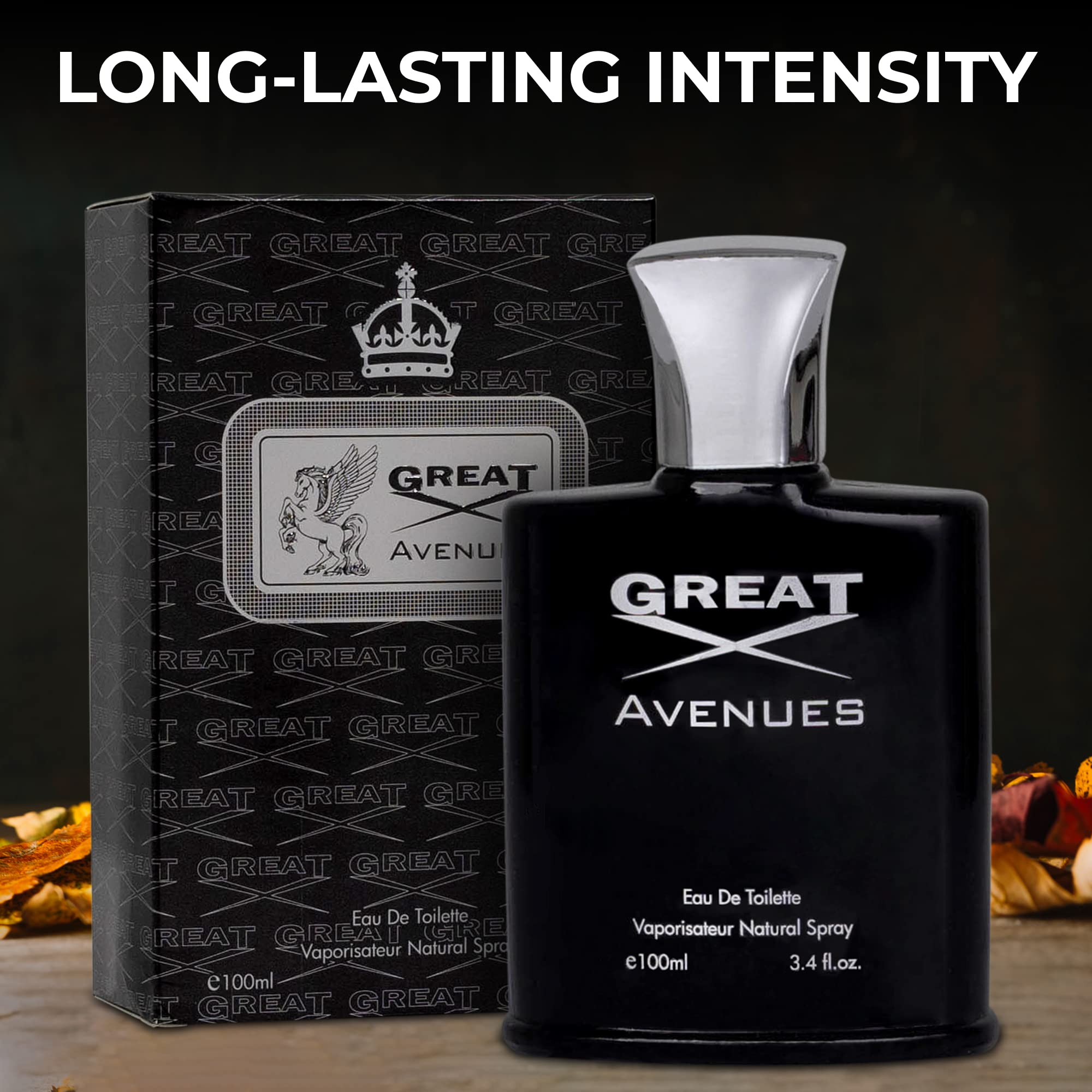 NovoGlow Great Avenues for Men – 100ml EDP Spray | Long-Lasting Woody, Fruity & Smoky Scent