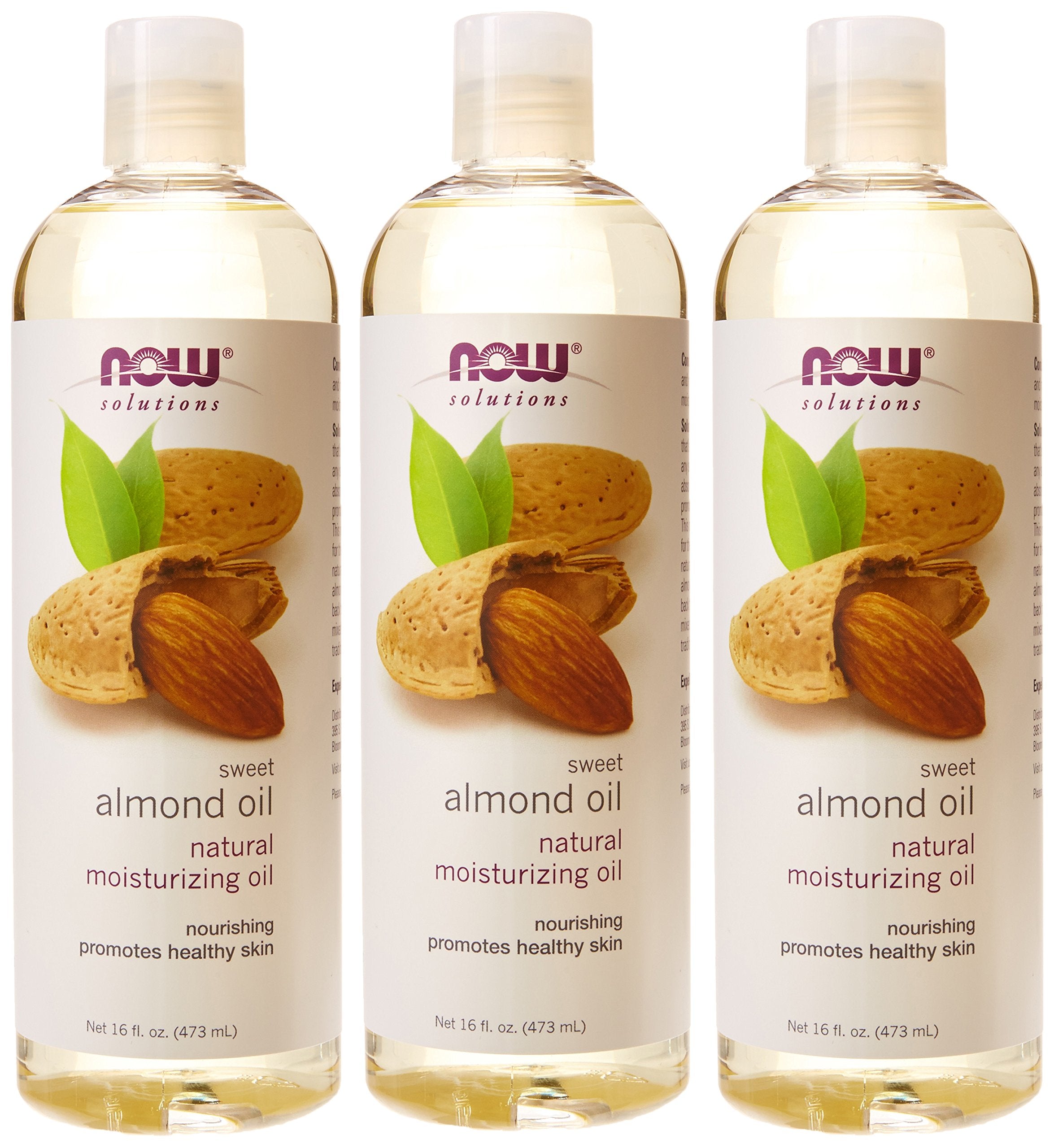 Now Foods Almond Oil, 16 Fl Oz (3-Pack) – Natural Moisturizing Oil for Skin and Hair