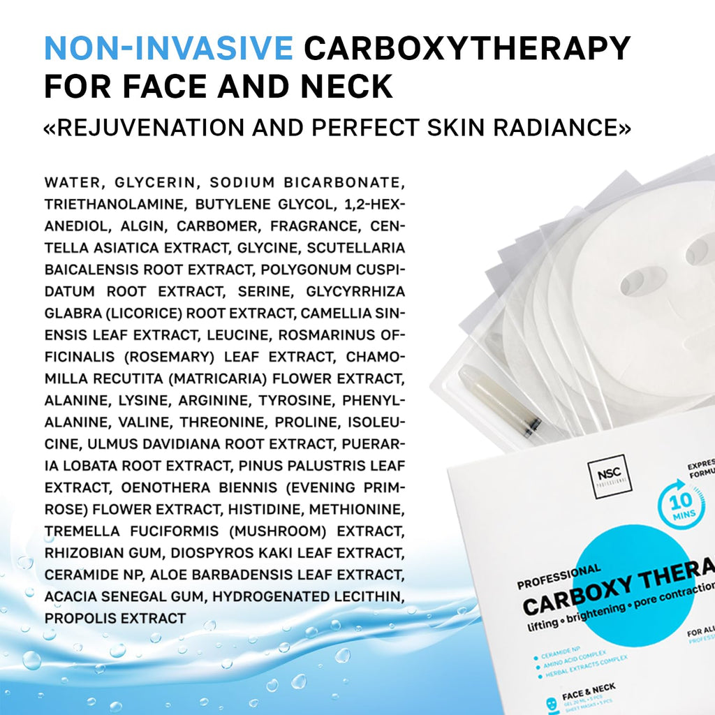 NSC Name Skin Care Korean Carboxy CO2 Therapy Mask Set – Hydrating Face & Neck Sheet Masks (Set of 2)