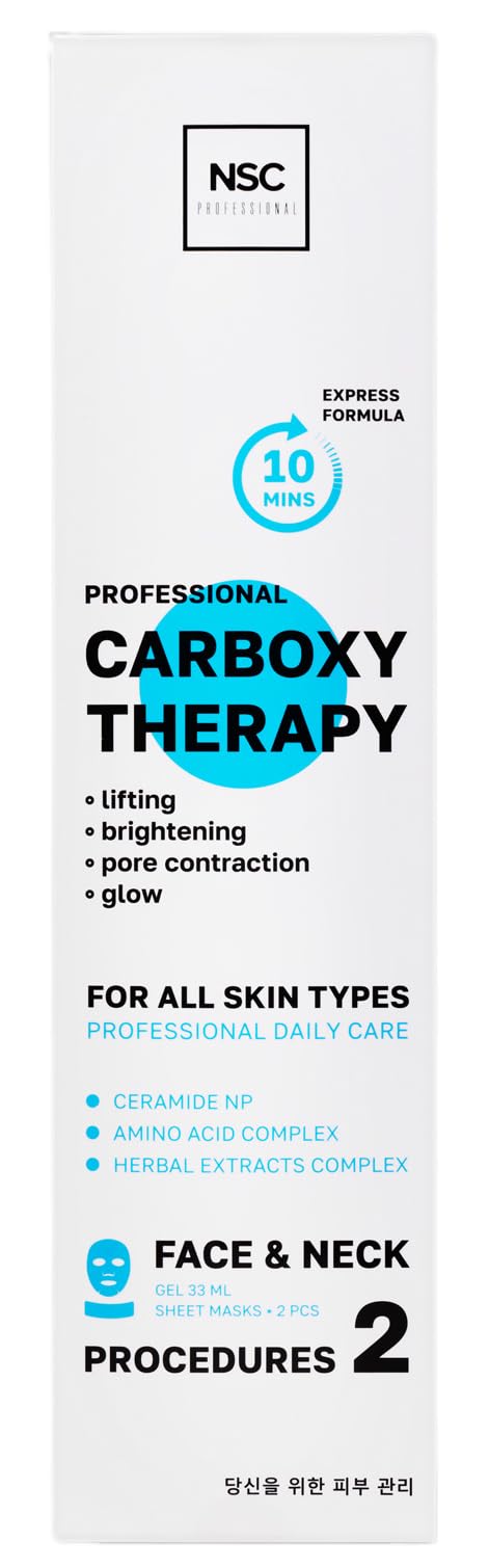 NSC Name Skin Care Korean Carboxy CO2 Therapy Mask Set – Hydrating Face & Neck Sheet Masks (Set of 2)