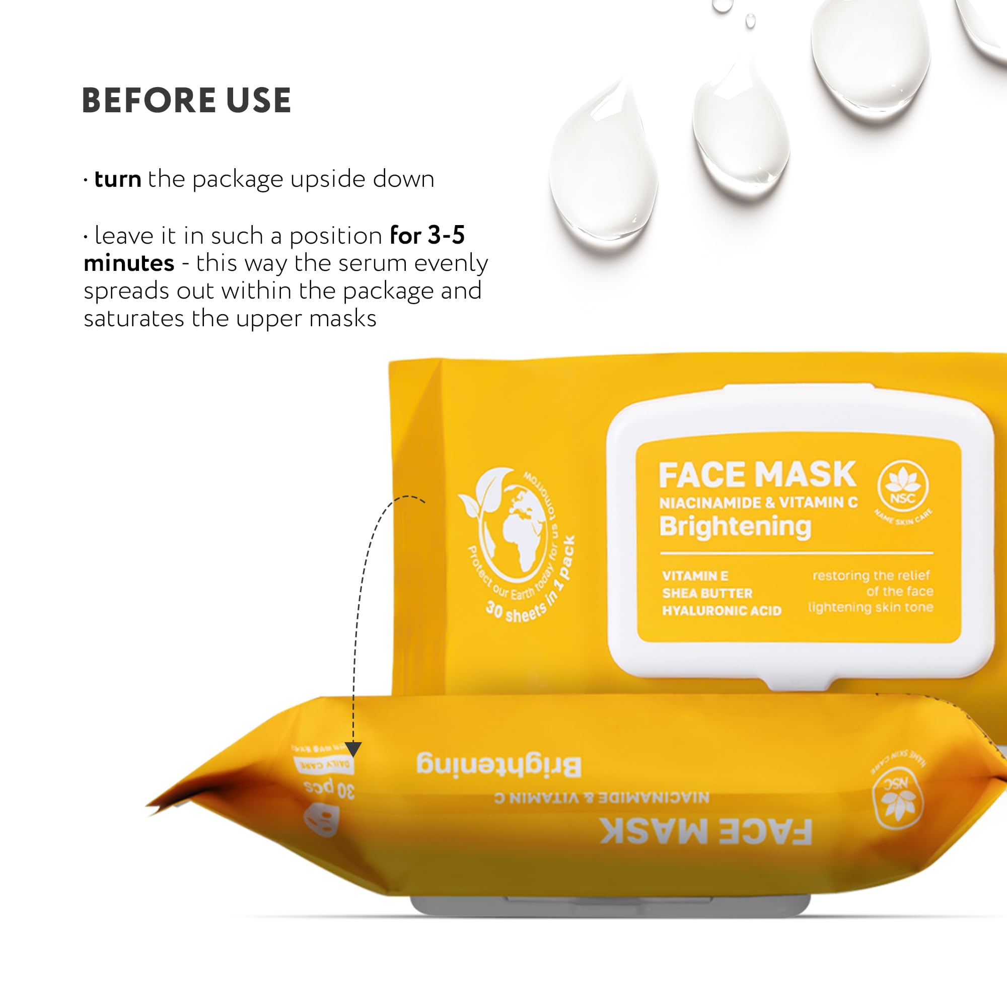 NSC Korean Sheet Masks with Niacinamide & Vitamin C – 30-Pack Hydrating K-Beauty Face Mask Set