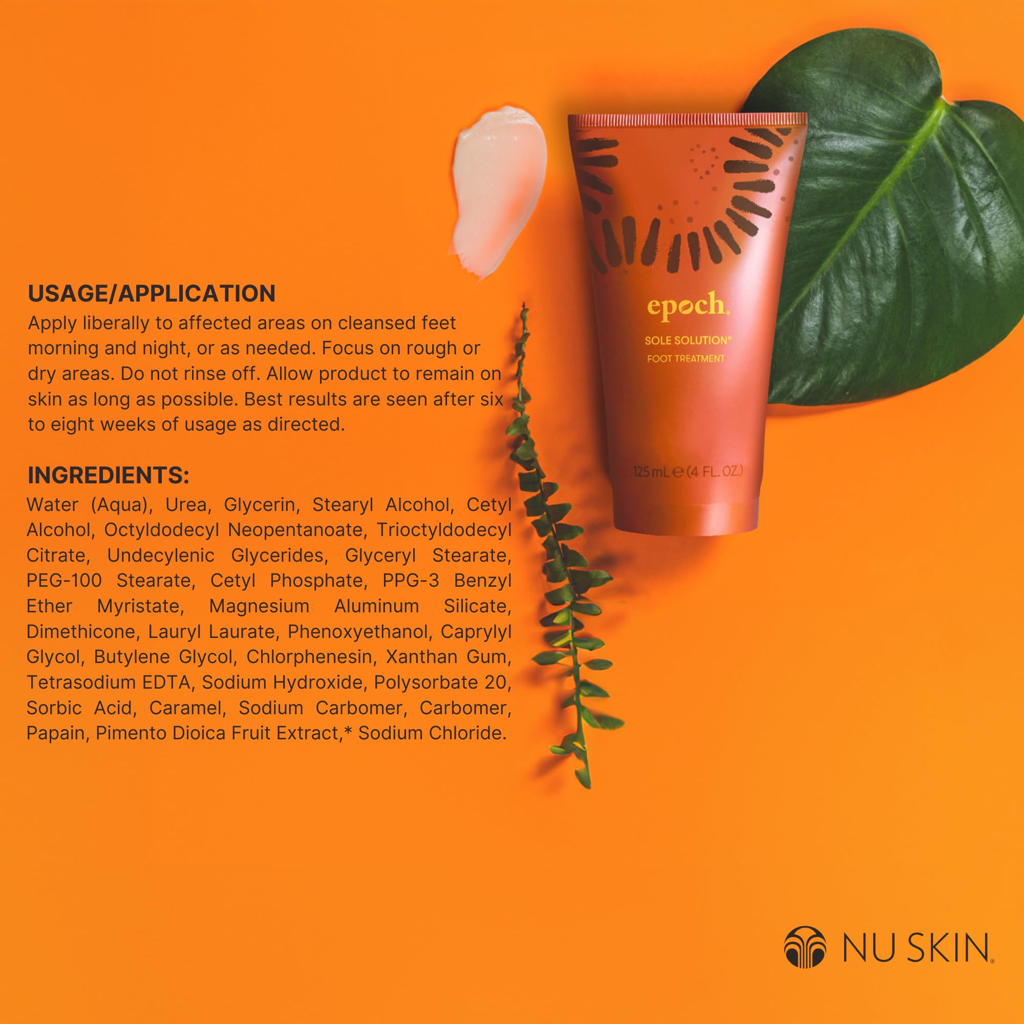 Nu Skin Epoch Sole Solution Foot Treatment | Intensive Moisturizing Cream for Dry Feet, Rough Skin & Cracked Heels | 4 oz | 2 Pack