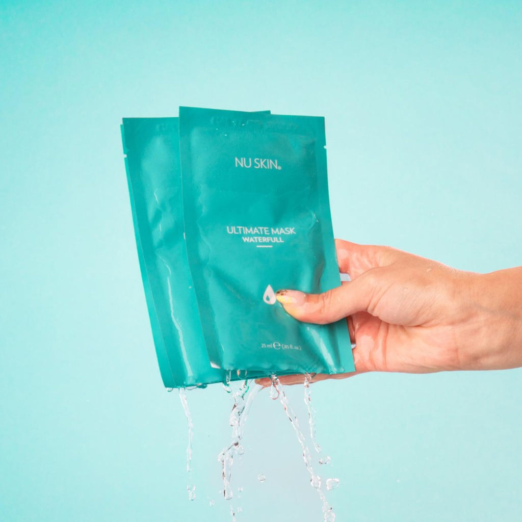 Nu Skin Ultimate Mask Waterfull – Botanical Eucalyptus Microfiber Hydration Mask for Soft, Supple Skin (8 Masks)
