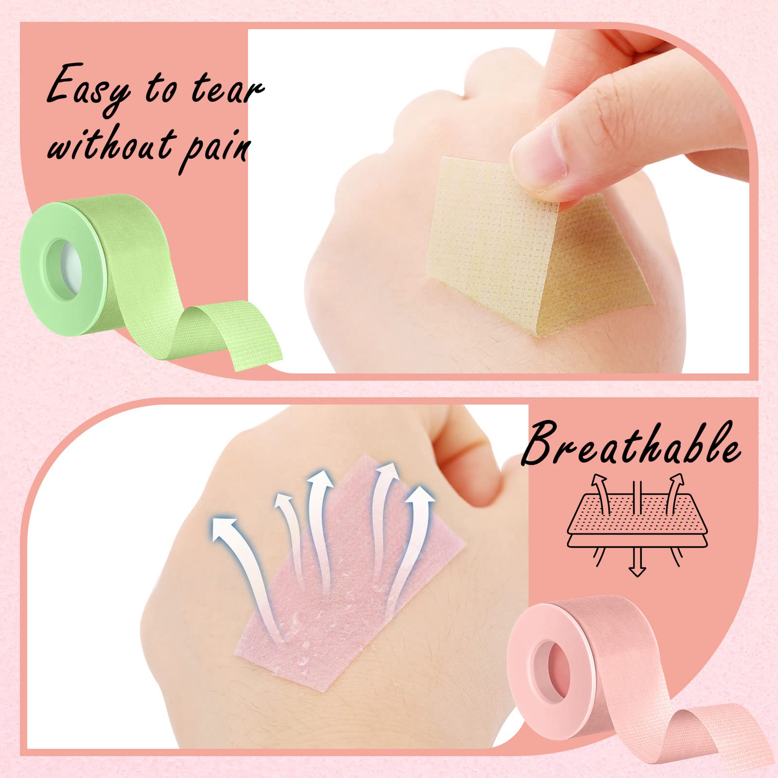 Nuanchu 4 Rolls Lash Tape for Eyelash Extensions — Breathable Microporous Adhesive Tape, 0.98 Inch x 3.9 Yard per Roll (Colorful)