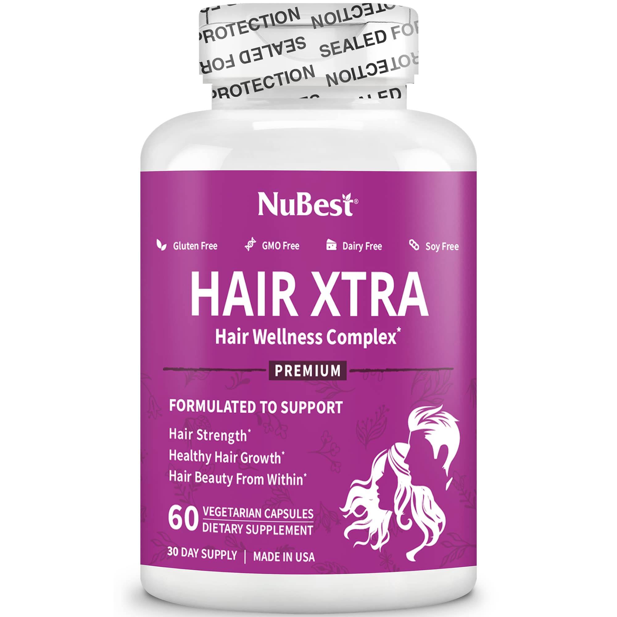 NuBest Hair Xtra - Hair Growth Vitamin with Biotin, Zinc & MSM | Vegan, Non-GMO