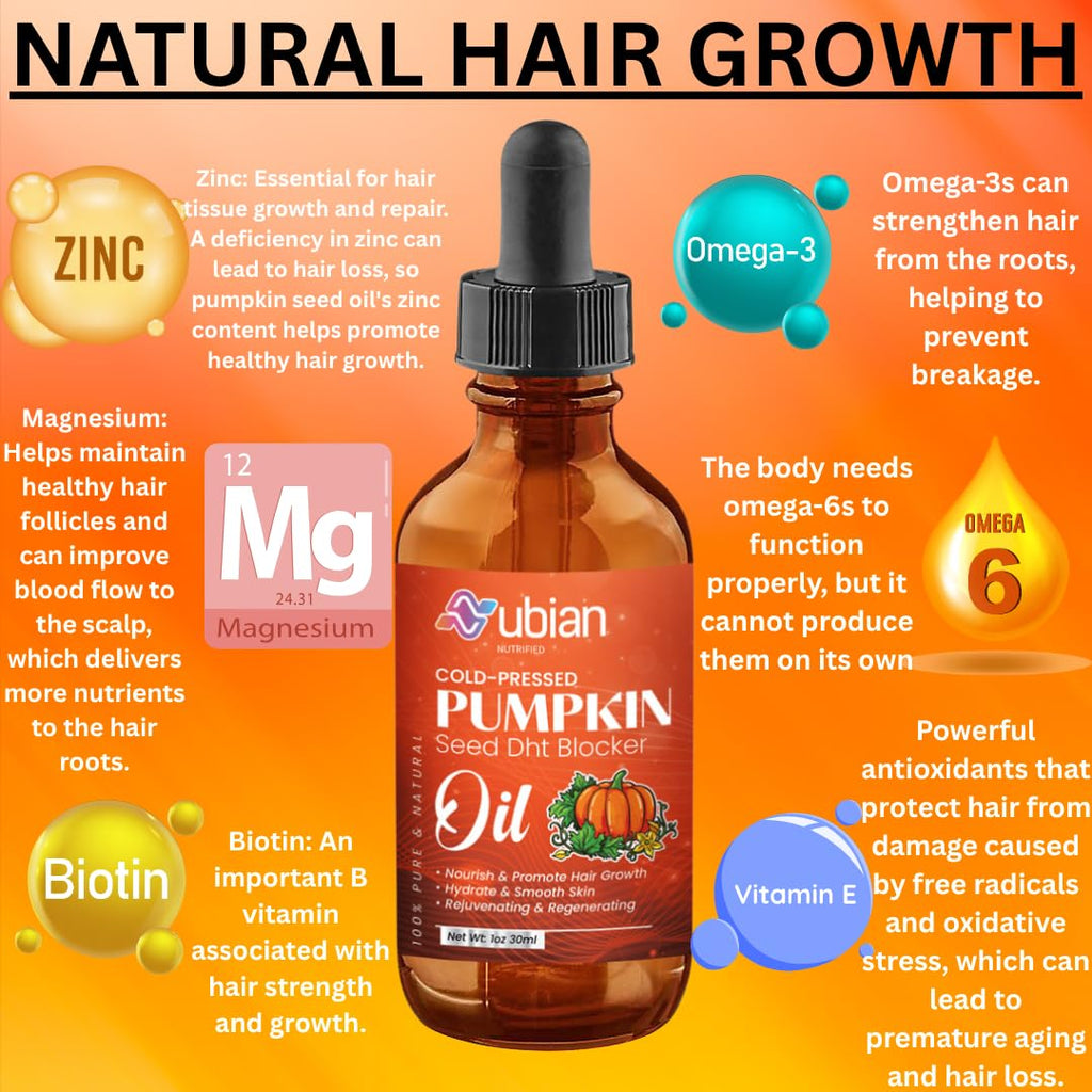 Nubian Nutrified Organic Pumpkin Seed Oil – DHT Blocker for Hair Growth
