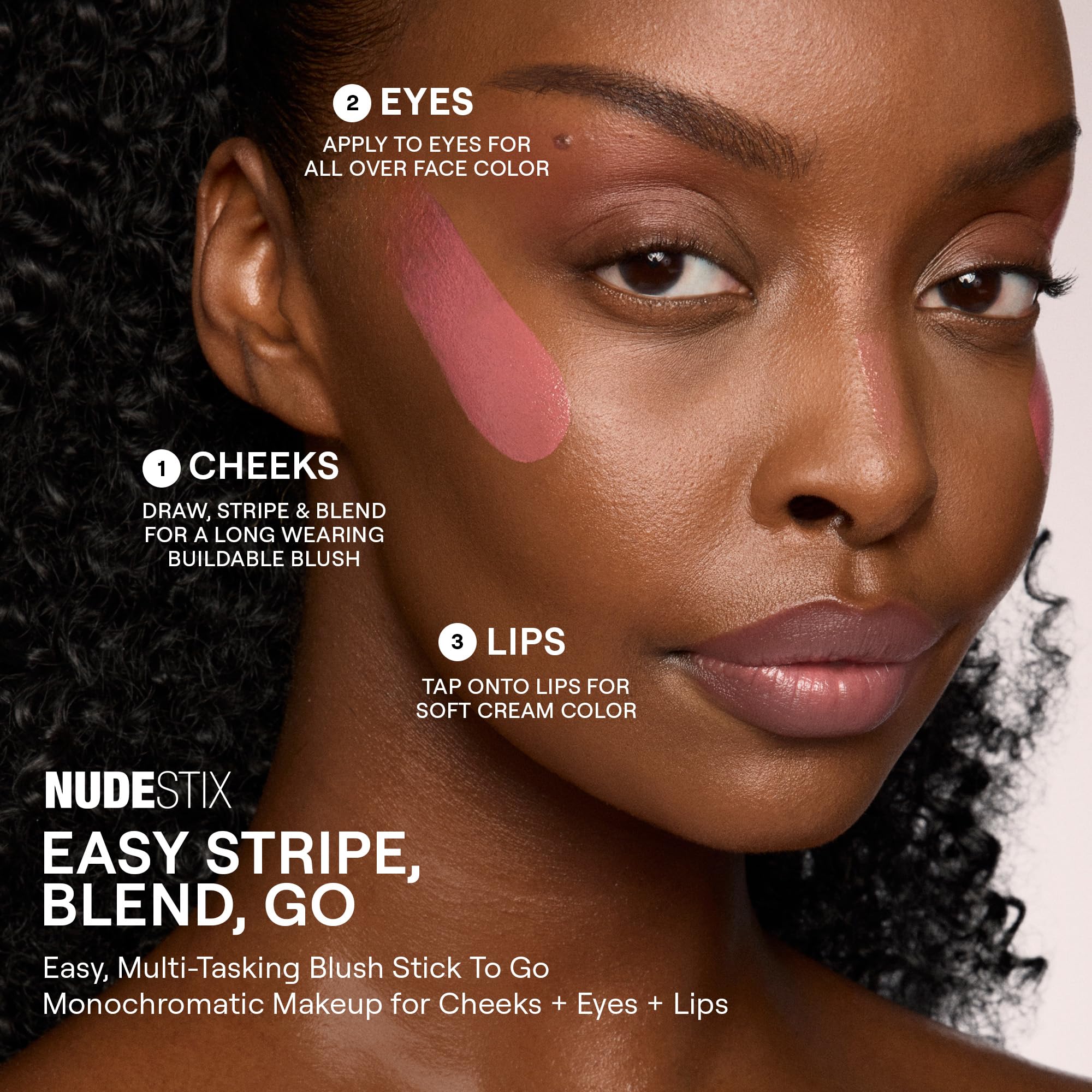 Nudestix Nudies Blush Stick Body Language – 3-in-1 Cream Blush with Built-In Brush | Soft Matte Finish