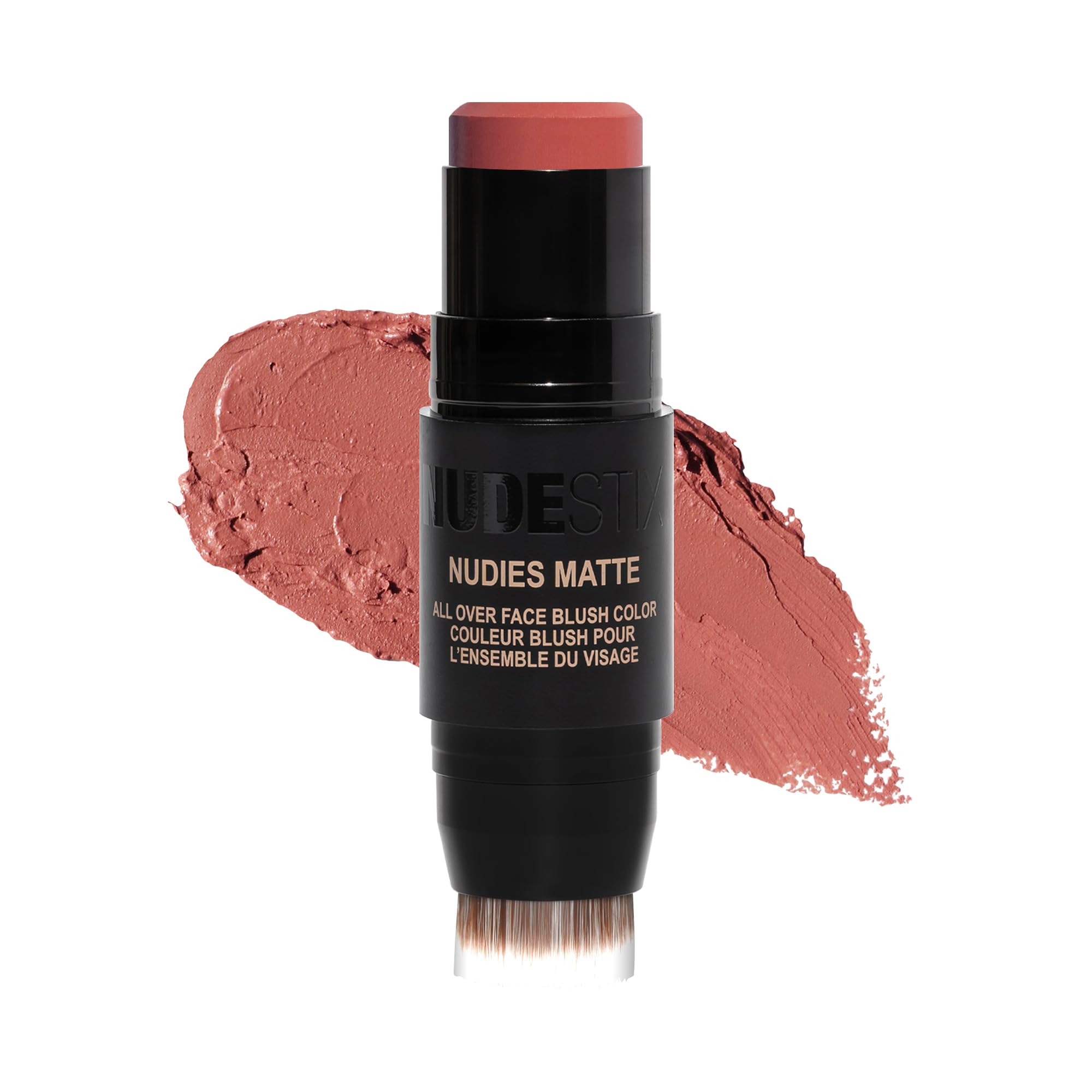 Nudestix Nudies Blush Stick Body Language – 3-in-1 Cream Blush with Built-In Brush | Soft Matte Finish
