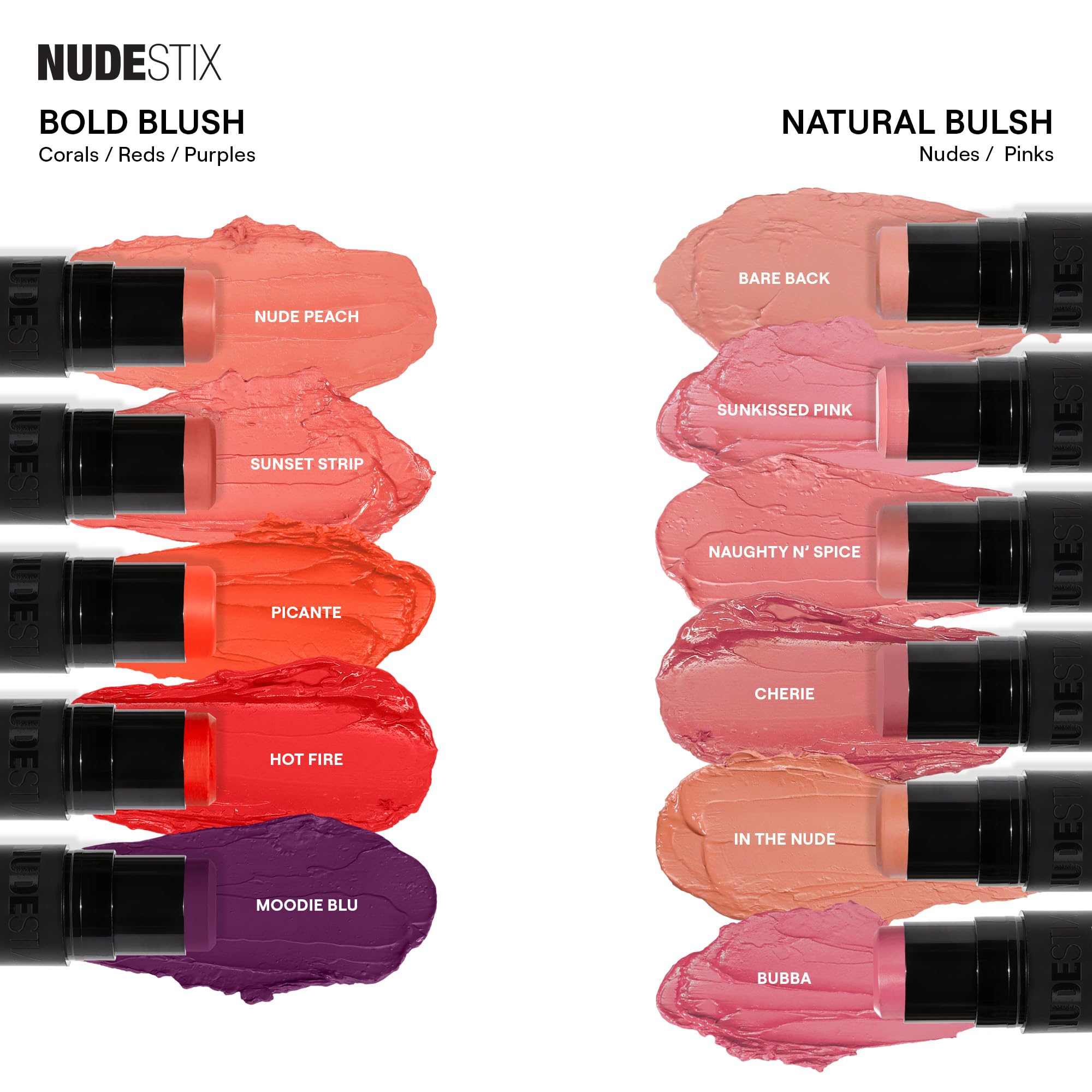 Nudestix Nudies Blush Stick Body Language – 3-in-1 Cream Blush with Built-In Brush | Soft Matte Finish