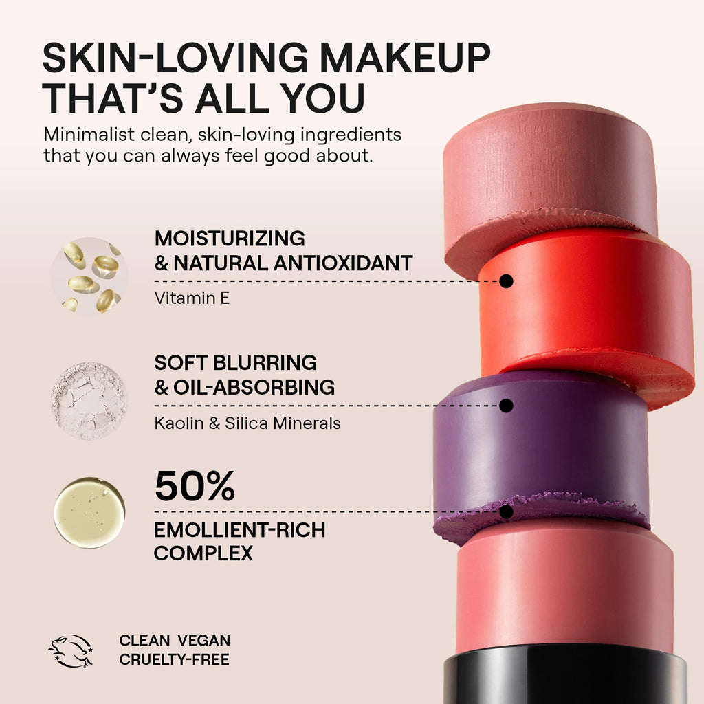 Nudestix Nudies Blush Stick Body Language – 3-in-1 Cream Blush with Built-In Brush | Soft Matte Finish